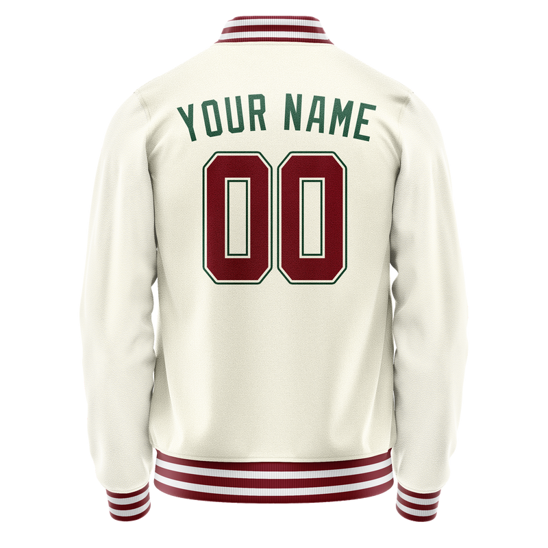 Custom Cream Kelly-Green Solid Color Varsity Letterman Jacket JA02240617JC090