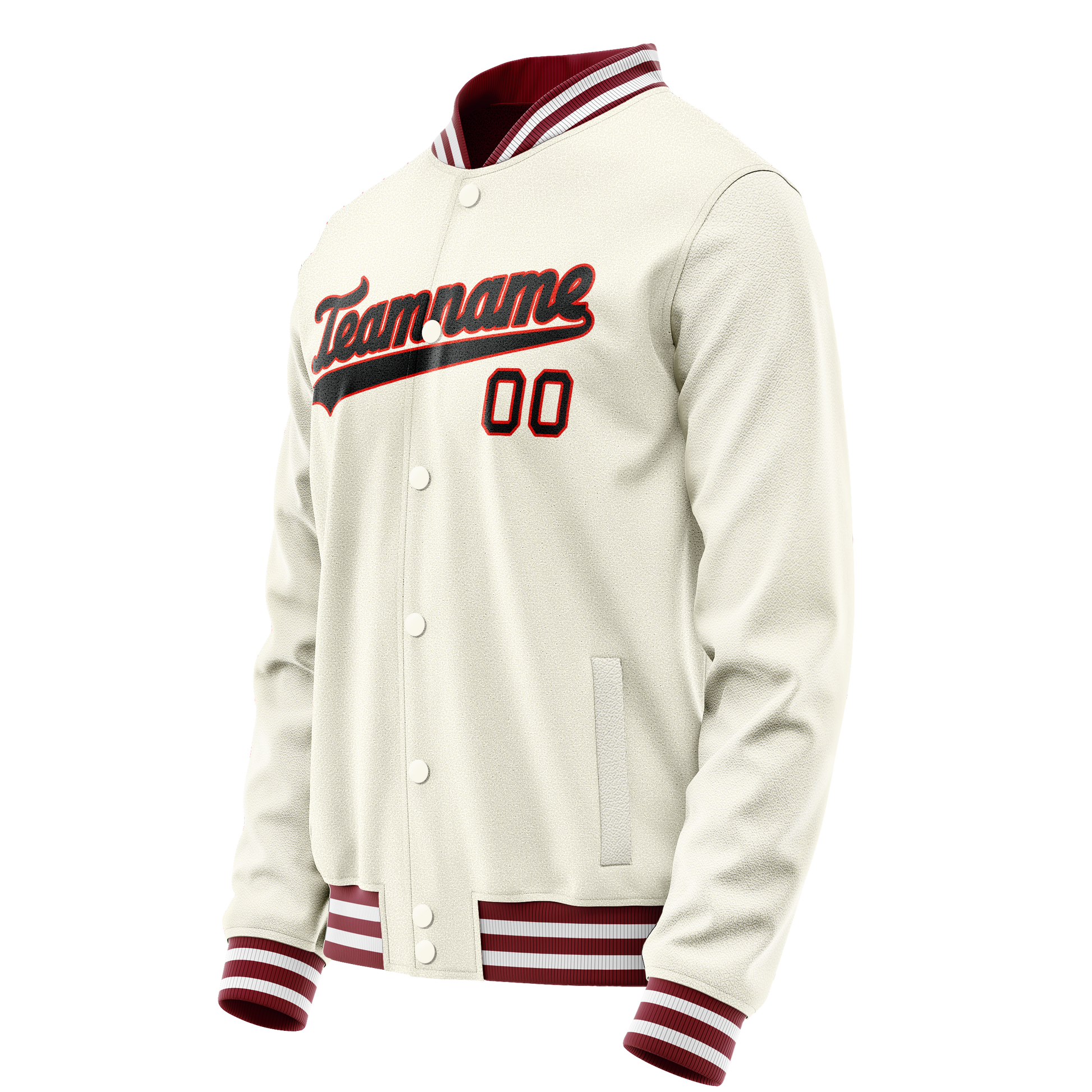 Custom Cream Black Solid Color Varsity Letterman Jacket JA02240617JC088