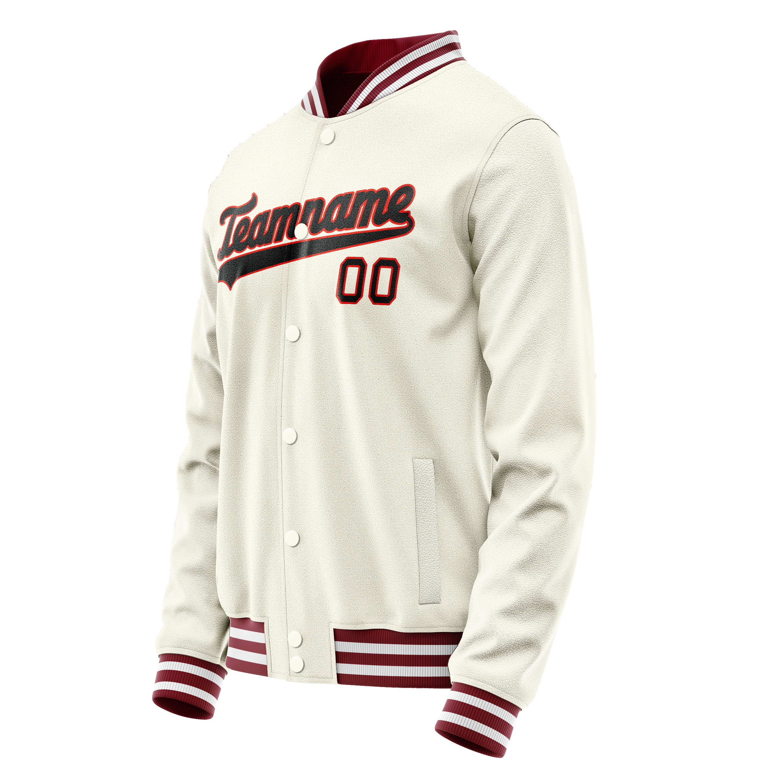 Custom Cream Black Solid Color Varsity Letterman Jacket JA02240617JC088