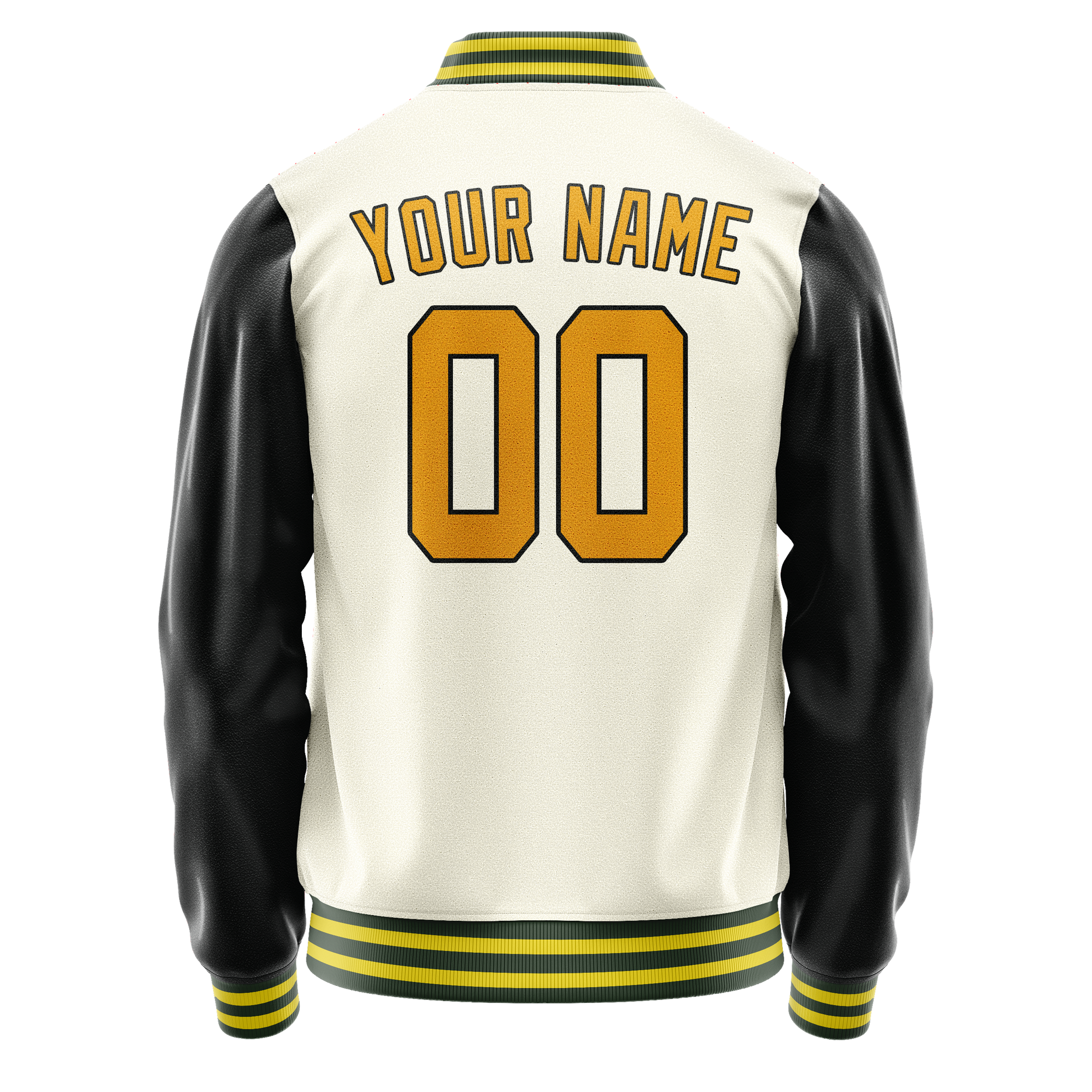Custom Cream Black Solid Color Varsity Letterman Jacket JA02240617JC106