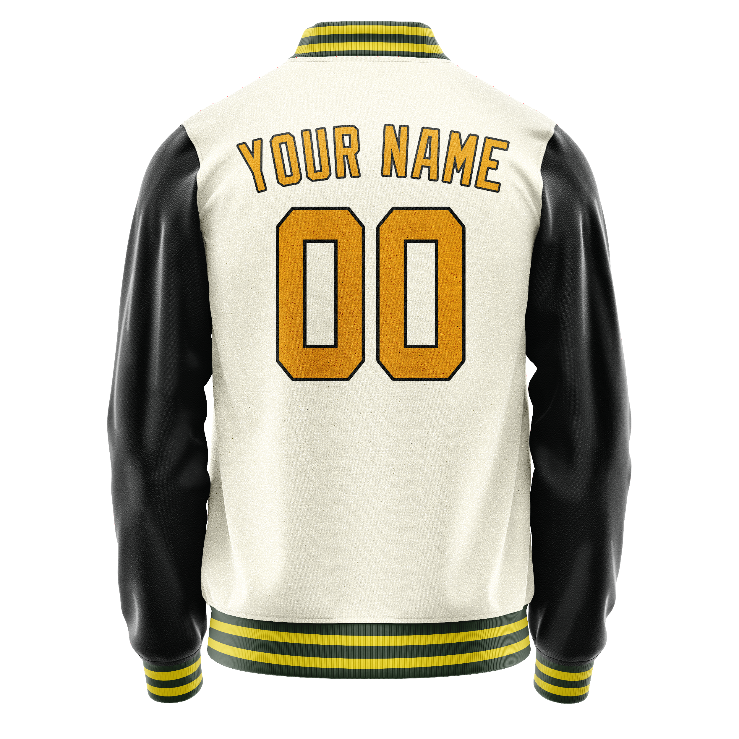 Custom Cream Black Solid Color Varsity Letterman Jacket JA02240617JC106