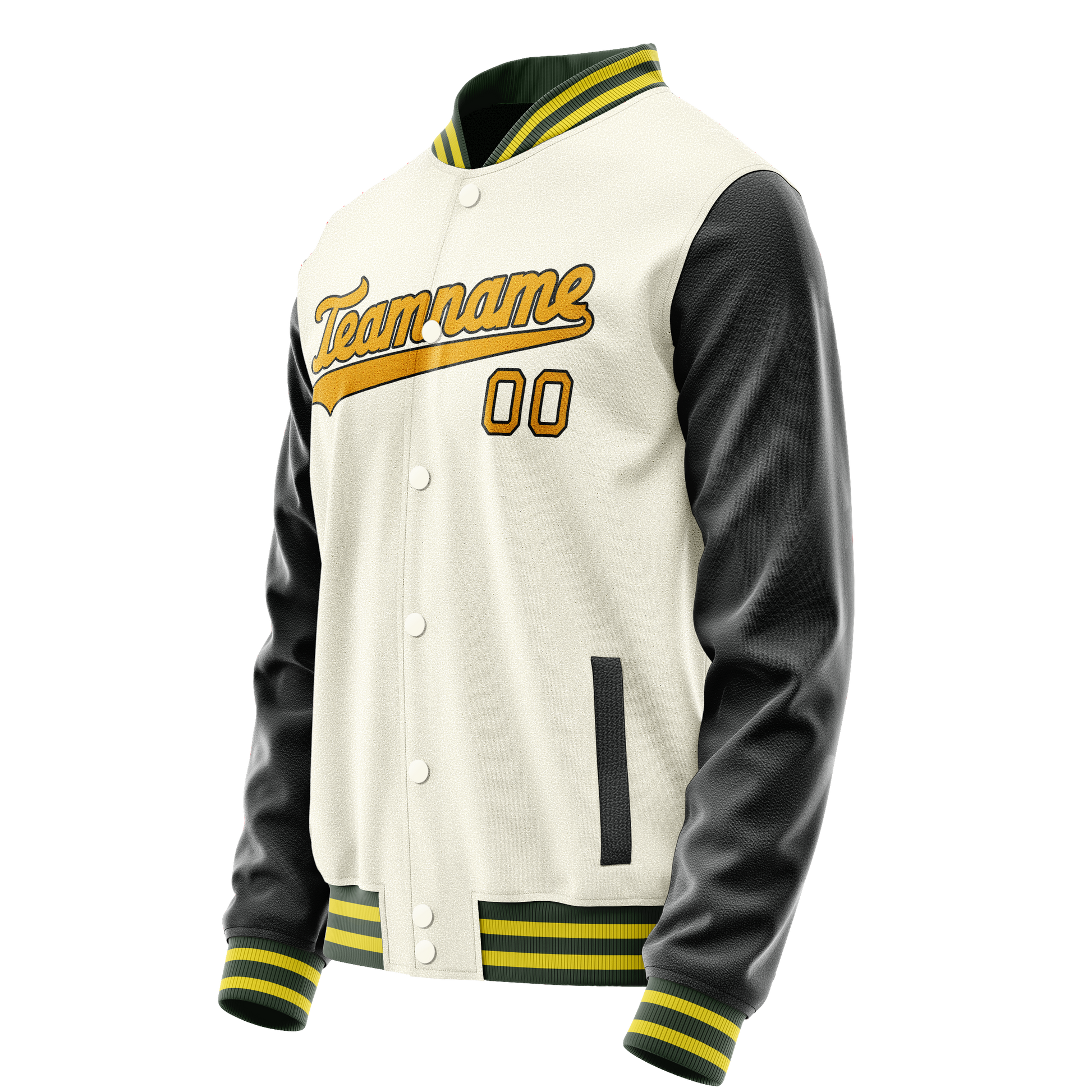 Custom Cream Black Solid Color Varsity Letterman Jacket JA02240617JC106