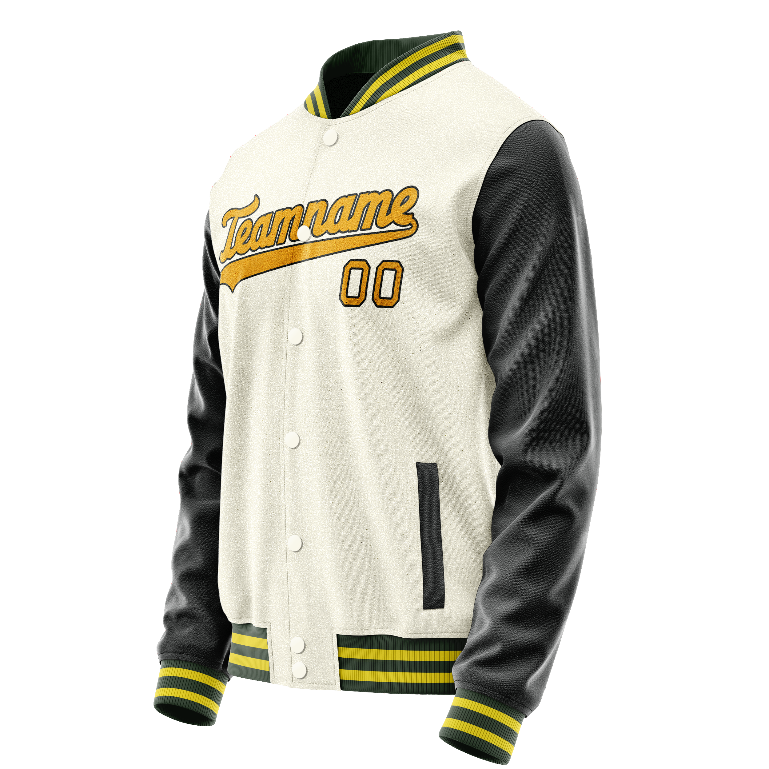 Custom Cream Black Solid Color Varsity Letterman Jacket JA02240617JC106