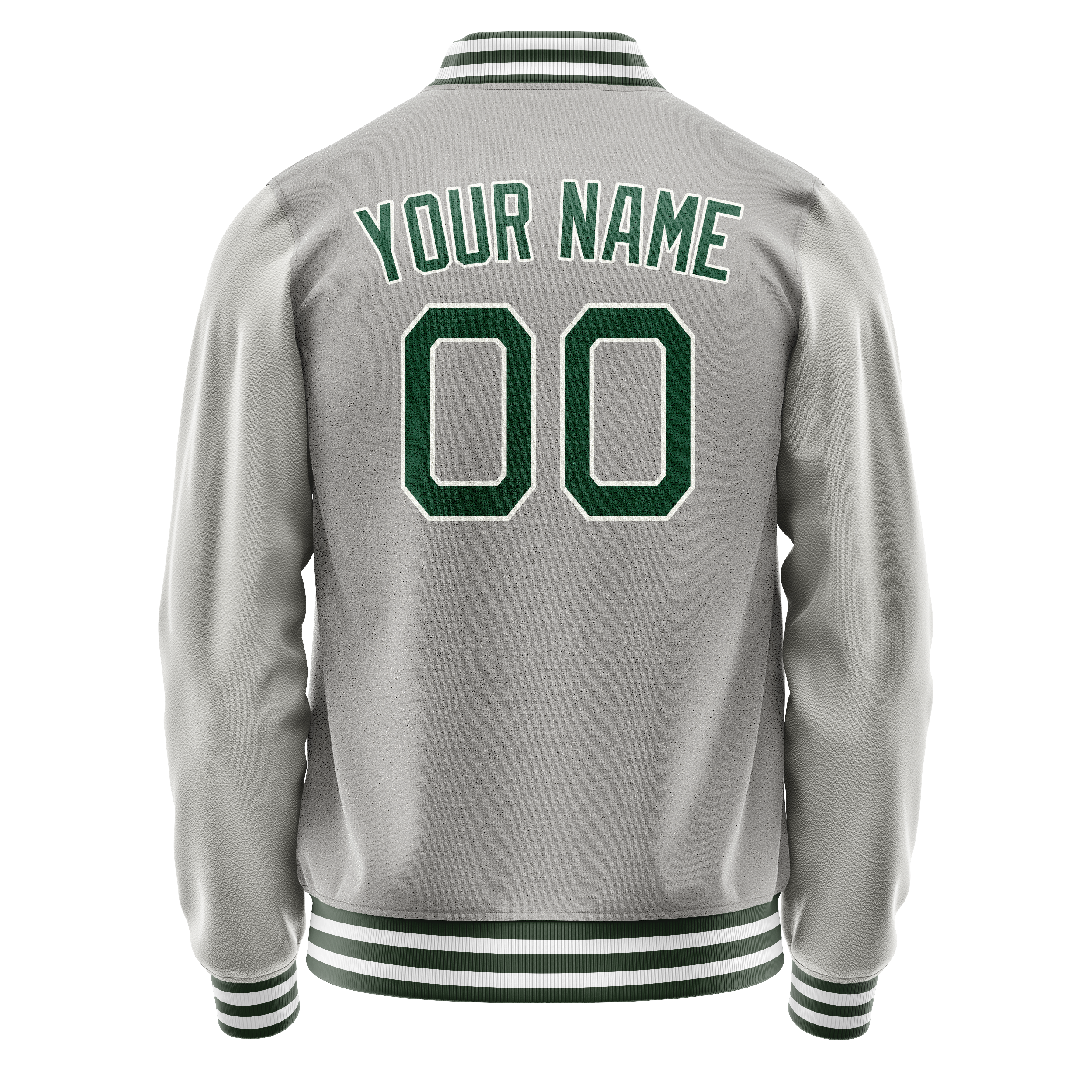 Custom Gray Kelly-Green Solid Color Varsity Letterman Jacket JA02240617YH162