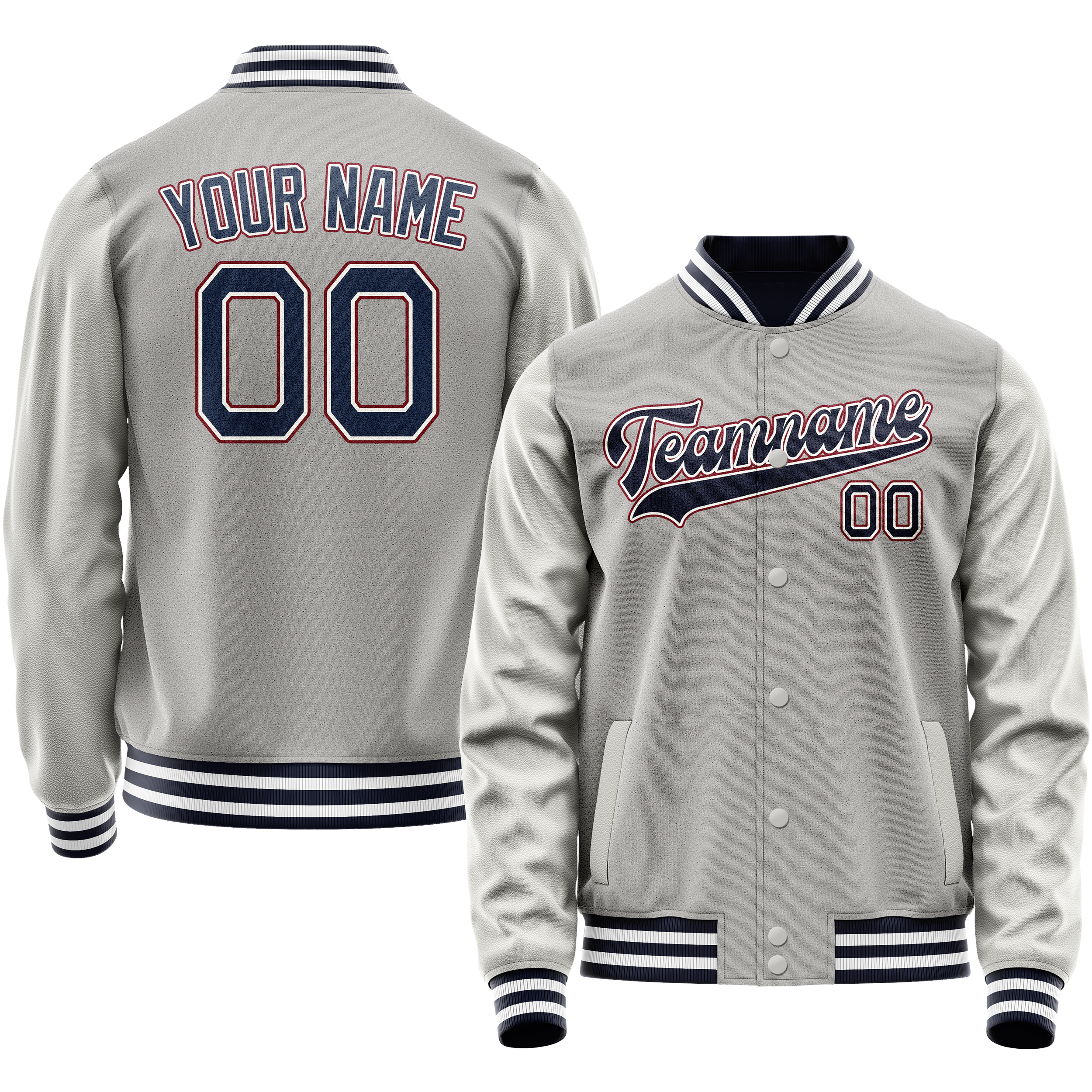 Custom Gray Royal Solid Color Varsity Letterman Jacket JA02240617YH161