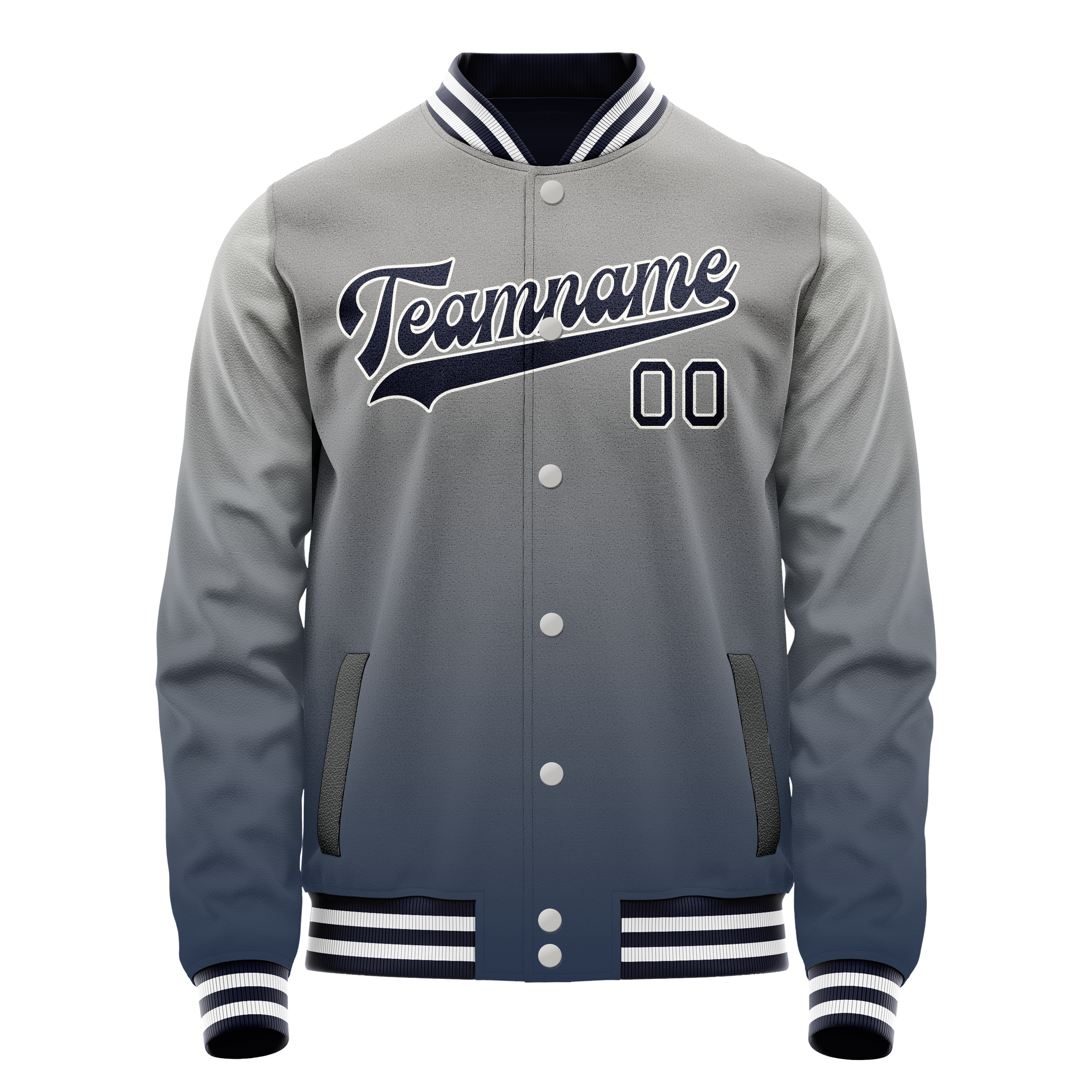 Custom Gray Navy Gradient Varsity Letterman Jacket JA02240617YH169