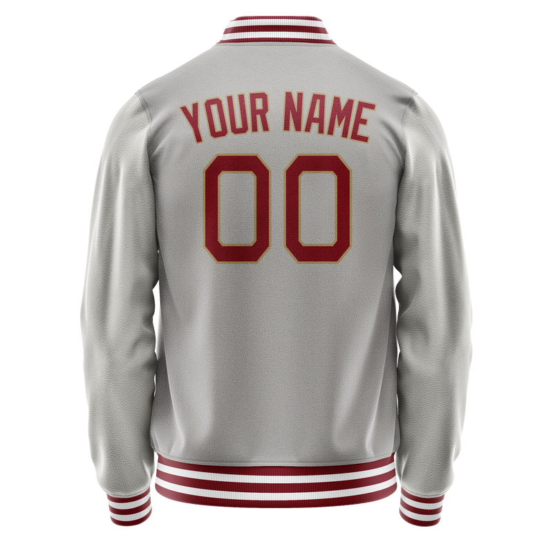 Custom Gray Texas-Orange Solid Color Varsity Letterman Jacket JA02240617YH170