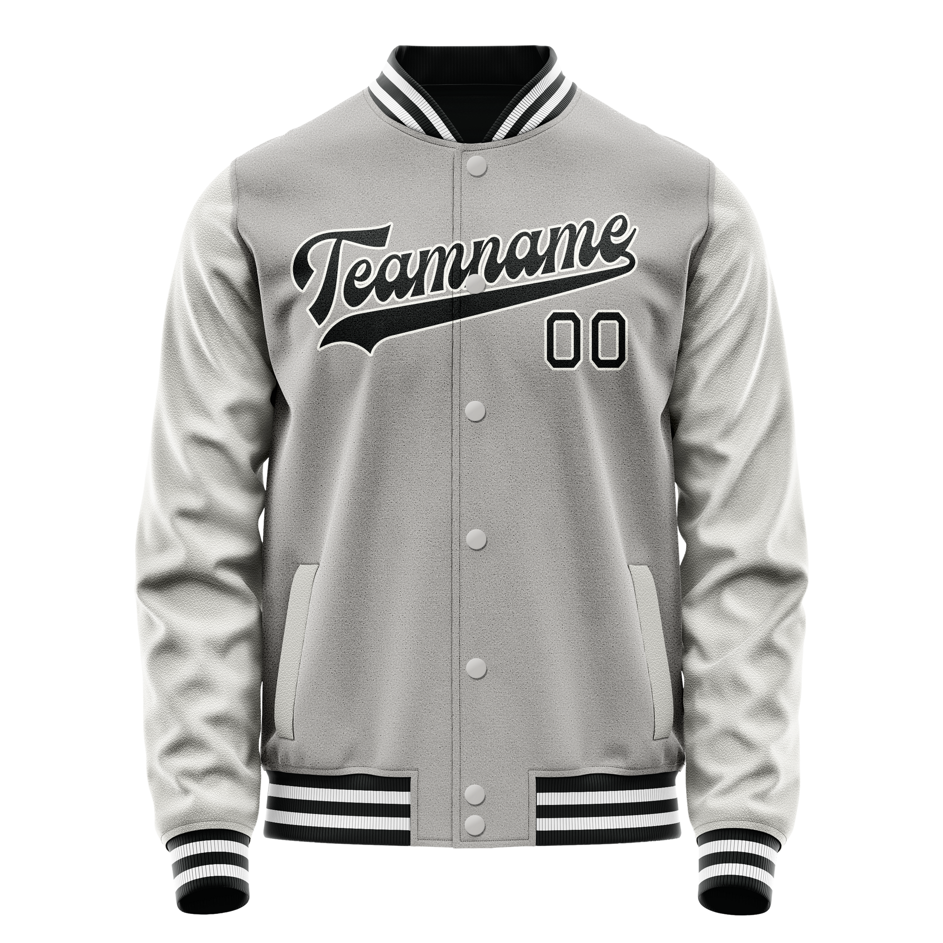 Custom Gray Black Solid Color Varsity Letterman Jacket JA02240617YH174