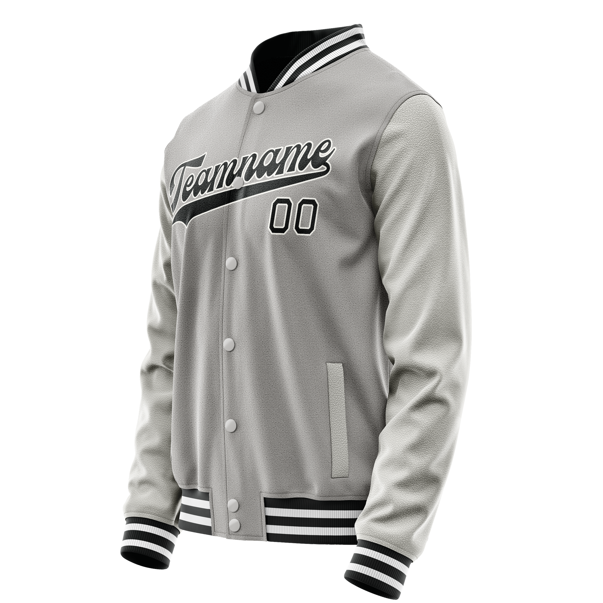 Custom Gray Black Solid Color Varsity Letterman Jacket JA02240617YH174