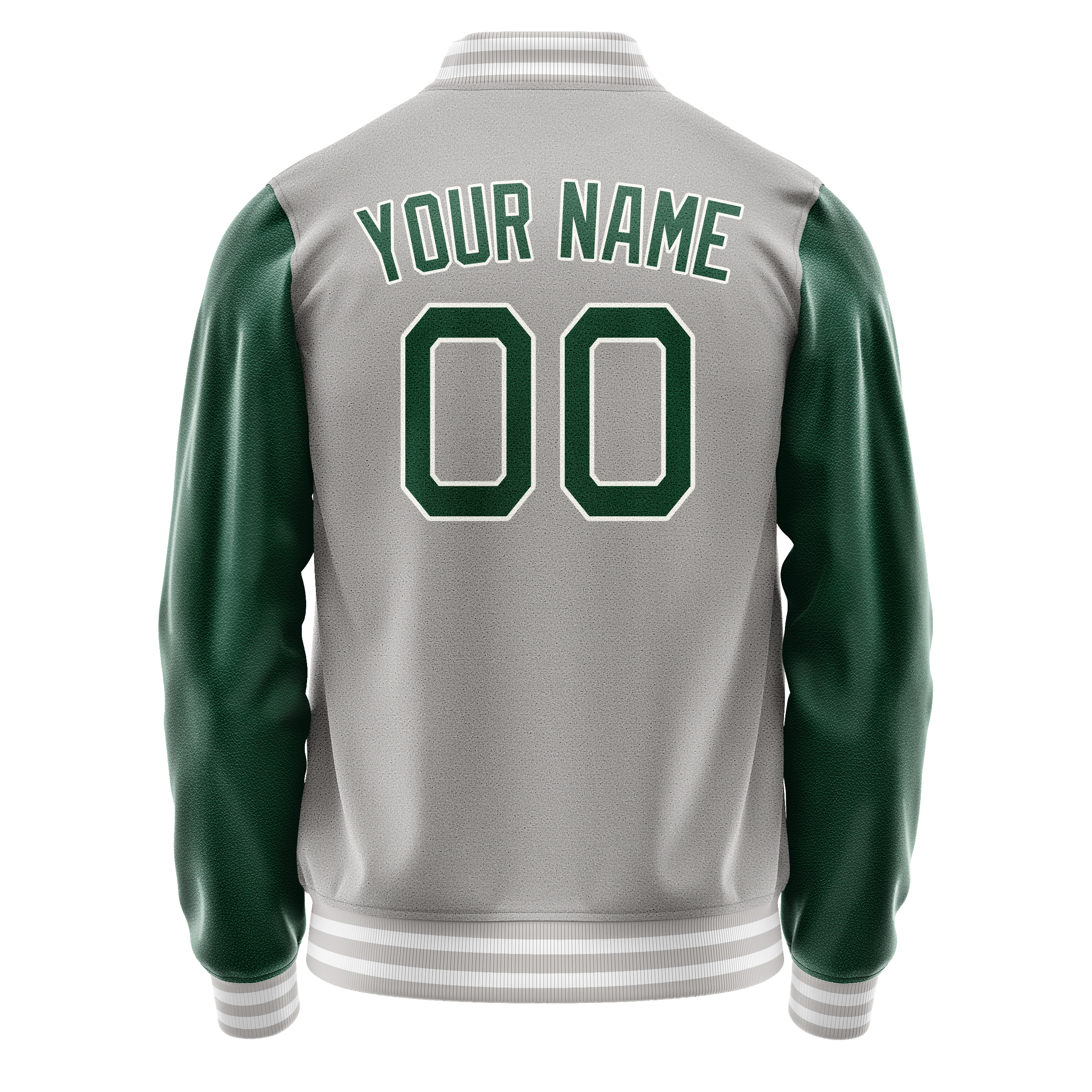 Custom Gray Kelly-Green Solid Color Varsity Letterman Jacket JA02240617YH154