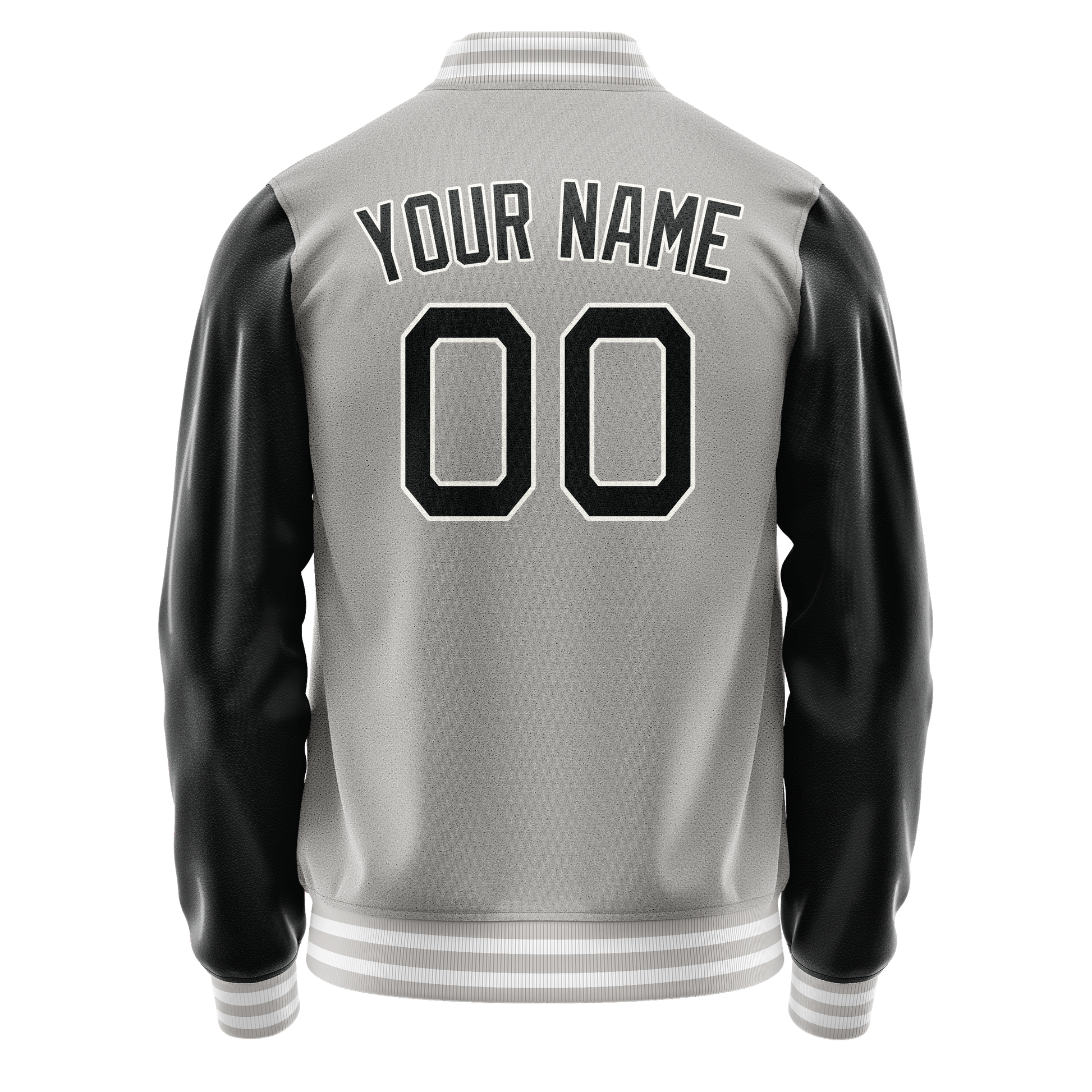 Custom Gray Black Solid Color Varsity Letterman Jacket JA02240617YH148