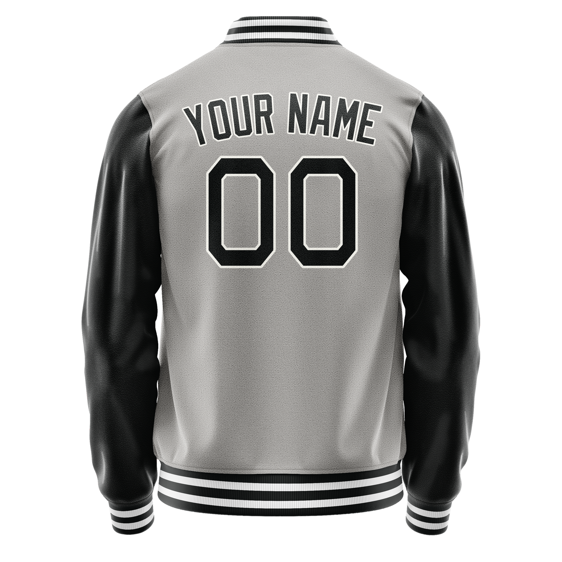 Custom Gray Black Solid Color Varsity Letterman Jacket JA02240617YH157