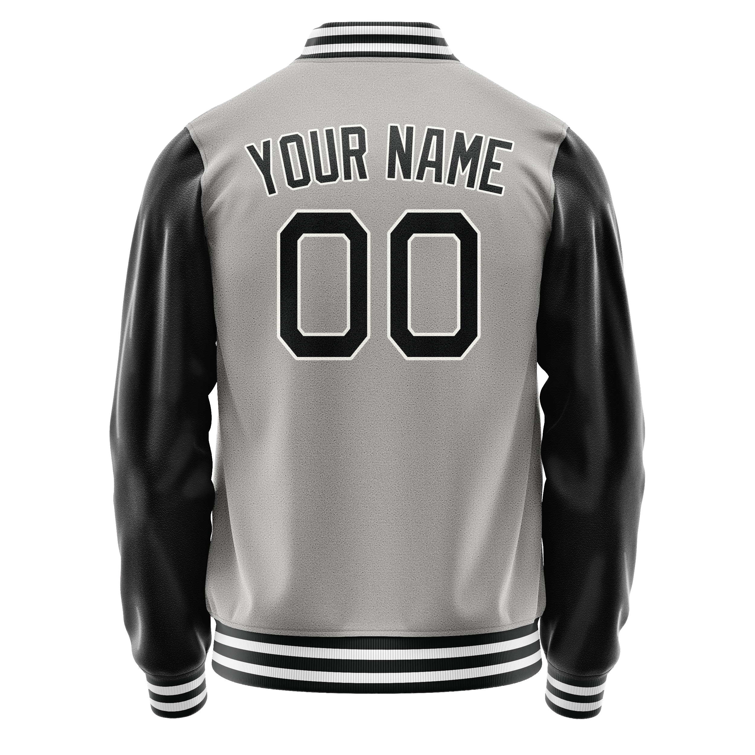 Custom Gray Black Solid Color Varsity Letterman Jacket JA02240617YH157
