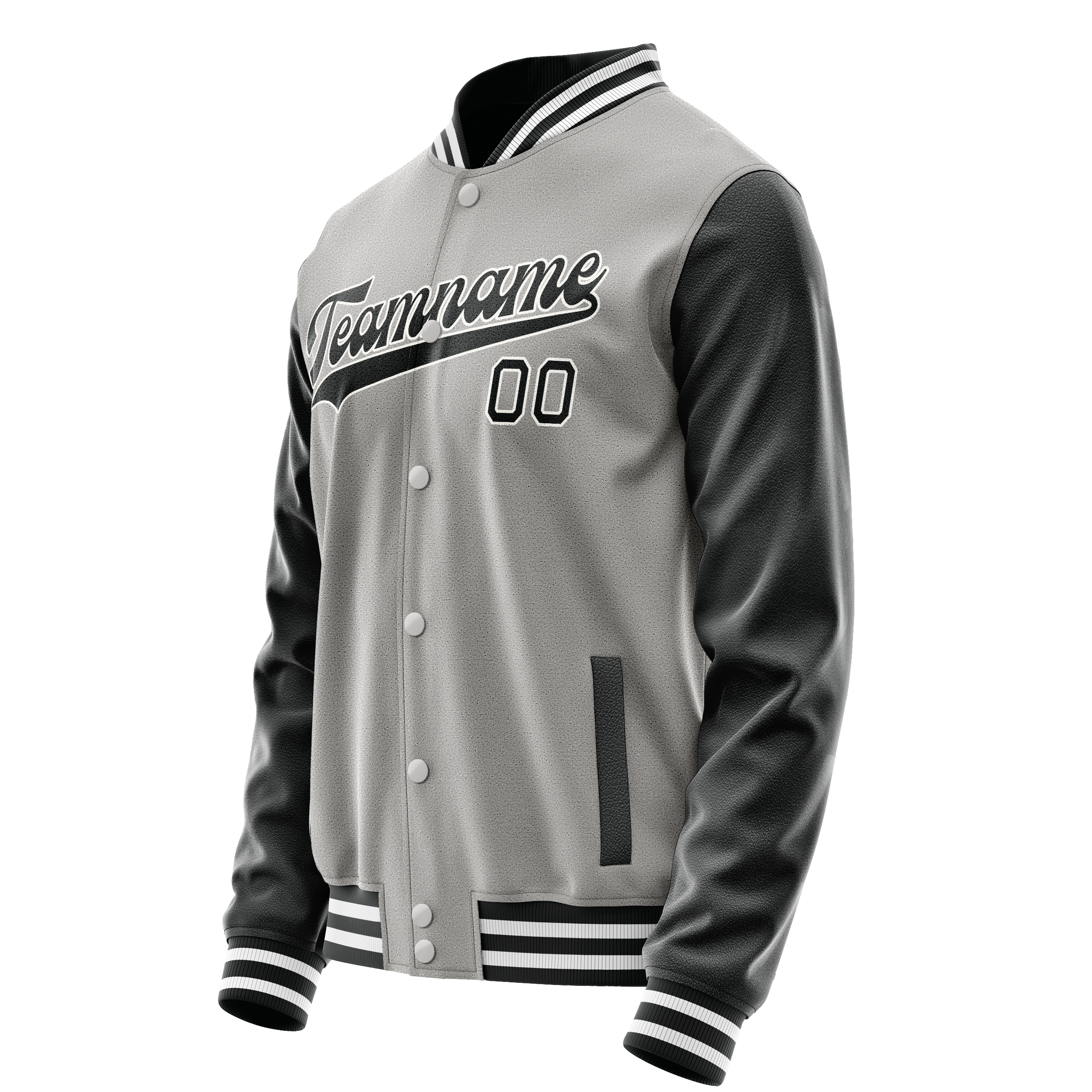 Custom Gray Black Solid Color Varsity Letterman Jacket JA02240617YH157