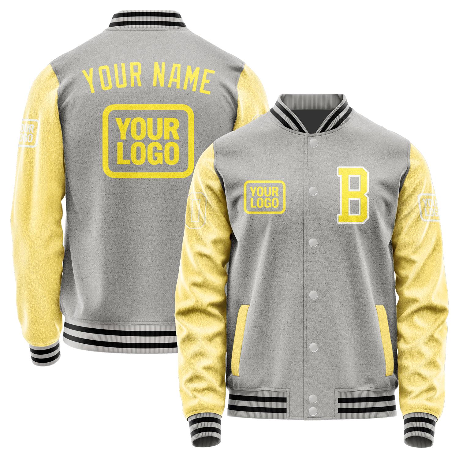 Custom Gray Light Yellow Jacket JA040426041718262618