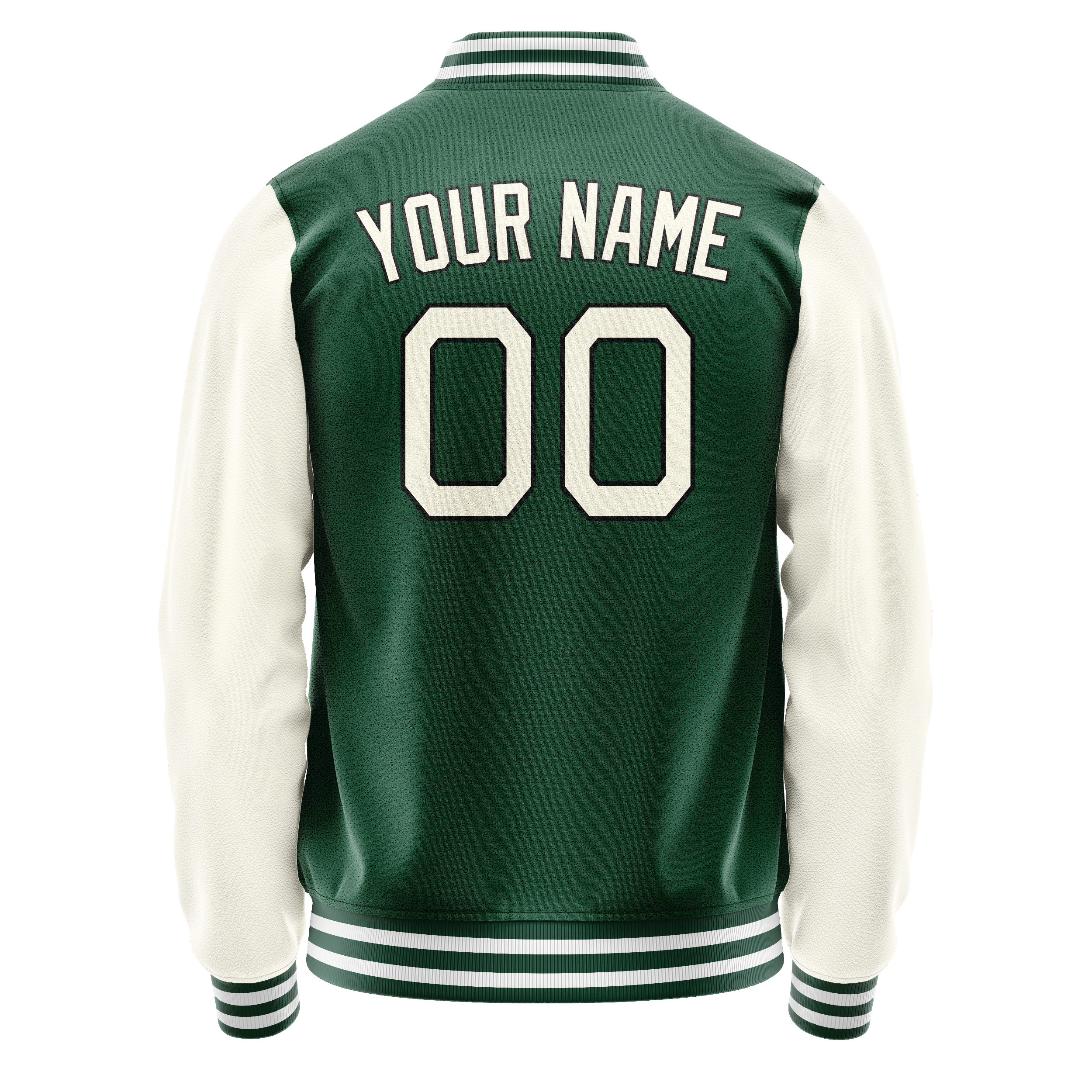 Custom Kelly-Green Cream Solid Color Varsity Letterman Jacket JA02240617ZF206