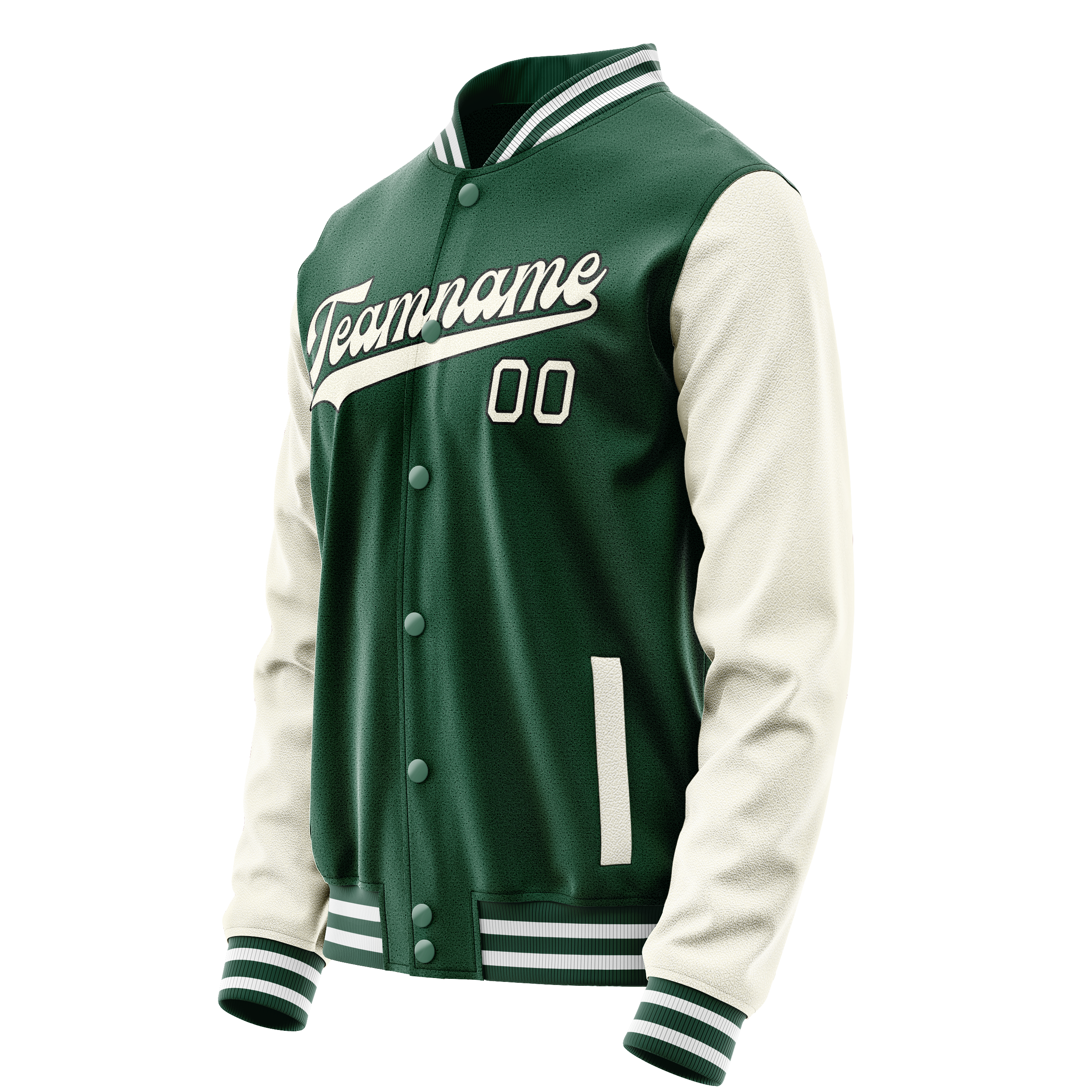 Custom Kelly-Green Cream Solid Color Varsity Letterman Jacket JA02240617ZF206
