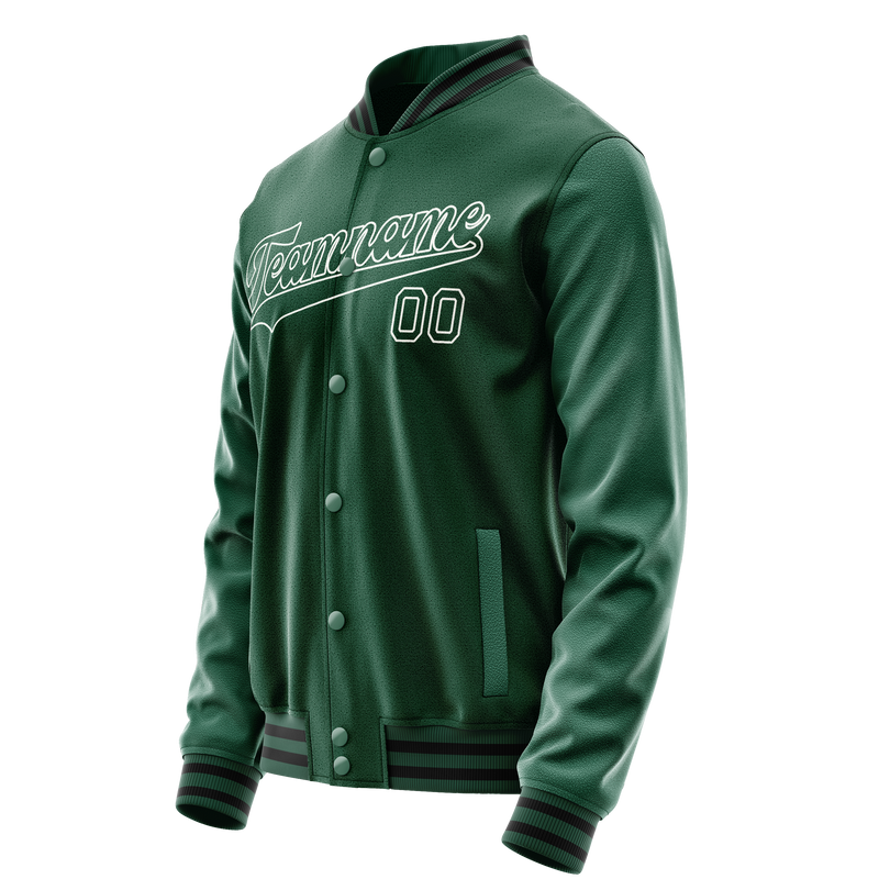 Custom Kelly-Green White Solid Color Varsity Letterman Jacket JA02240617ZF231
