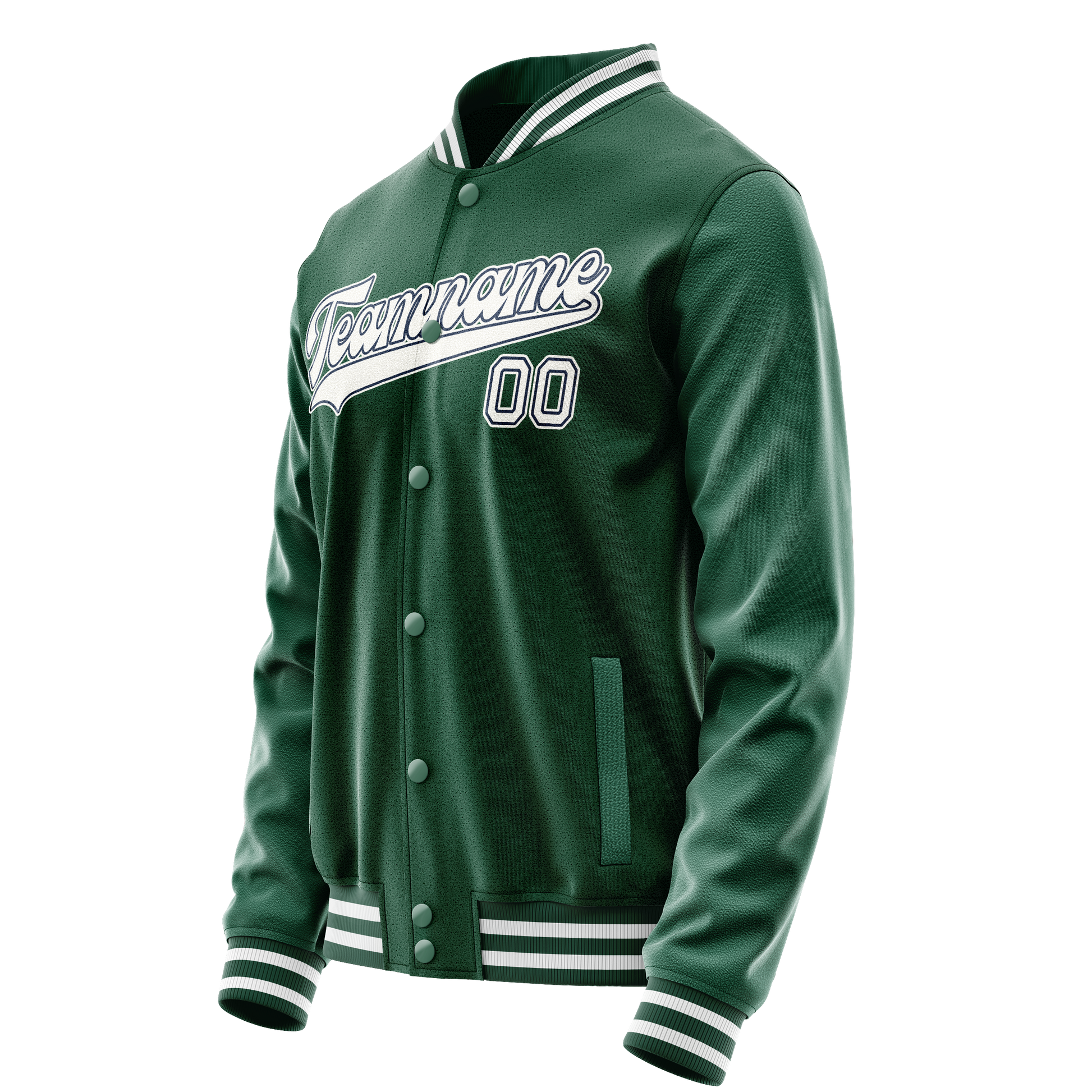 Custom Kelly-Green White Solid Color Varsity Letterman Jacket JA02240617ZF224