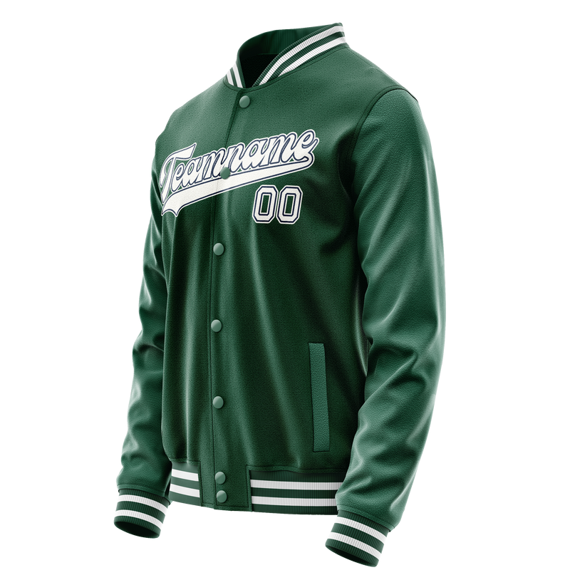 Custom Kelly-Green White Solid Color Varsity Letterman Jacket JA02240617ZF224