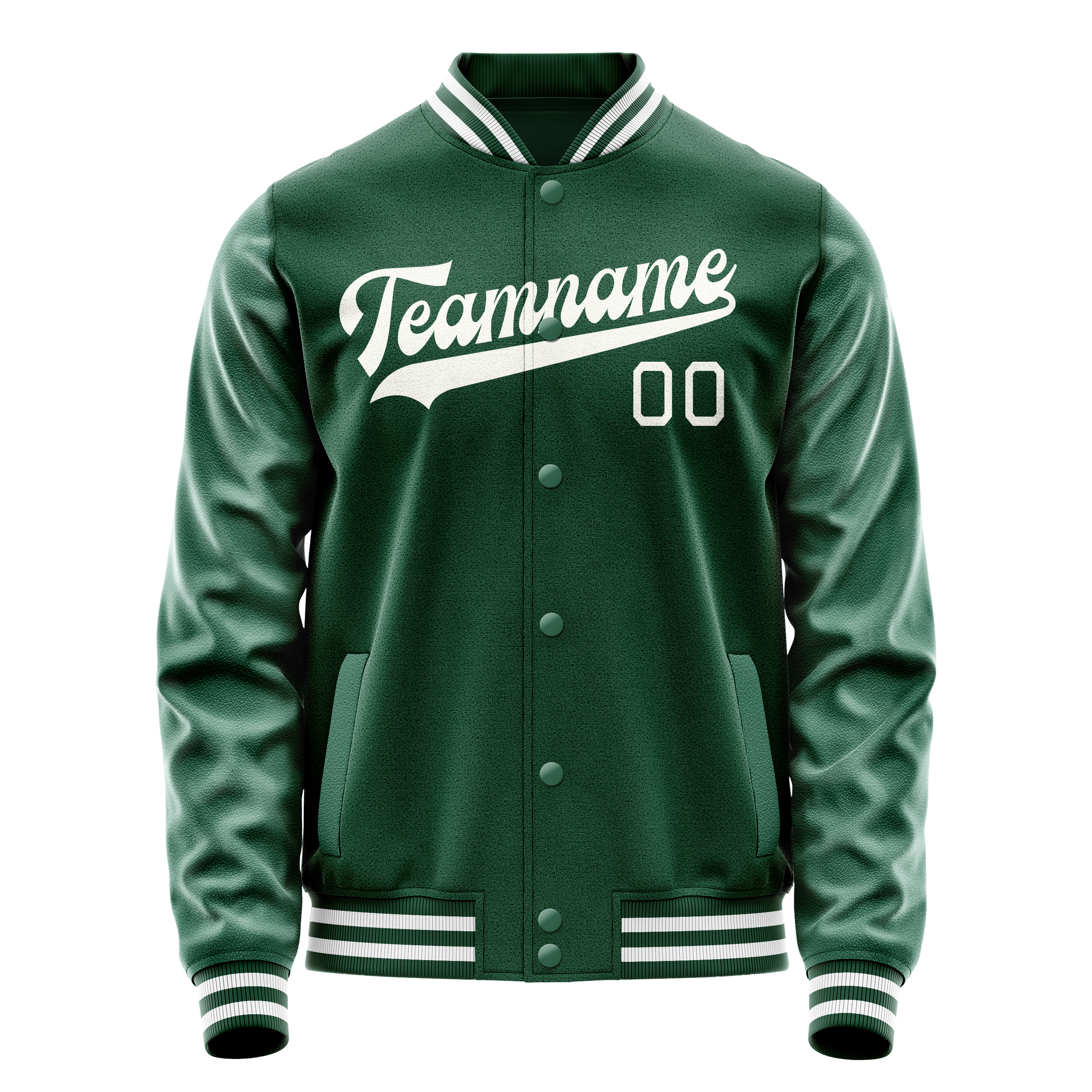 Custom Kelly-Green Gray Solid Color Varsity Letterman Jacket JA02240617ZF235