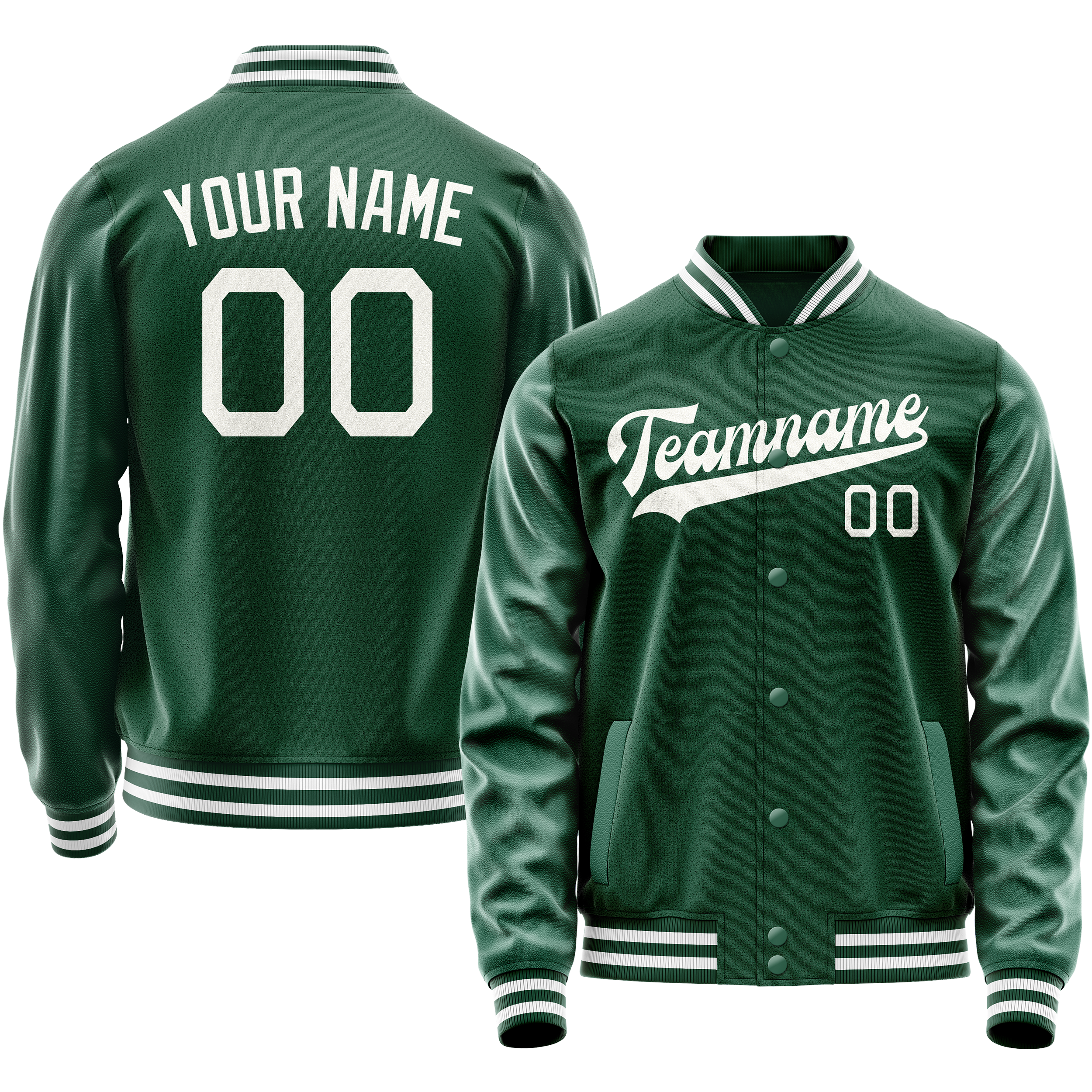 Custom Kelly-Green Gray Solid Color Varsity Letterman Jacket JA02240617ZF235