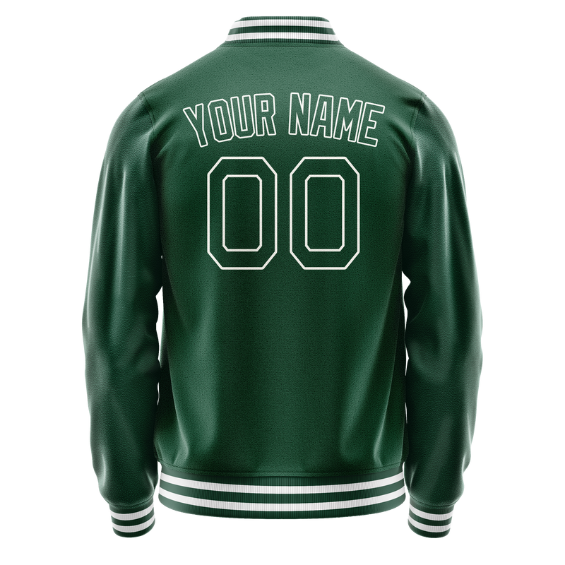 Custom Kelly-Green White Solid Color Varsity Letterman Jacket JA02240617ZF218
