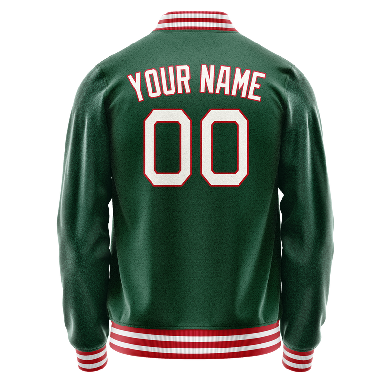 Custom Kelly-Green White Solid Color Varsity Letterman Jacket JA02240617ZF221