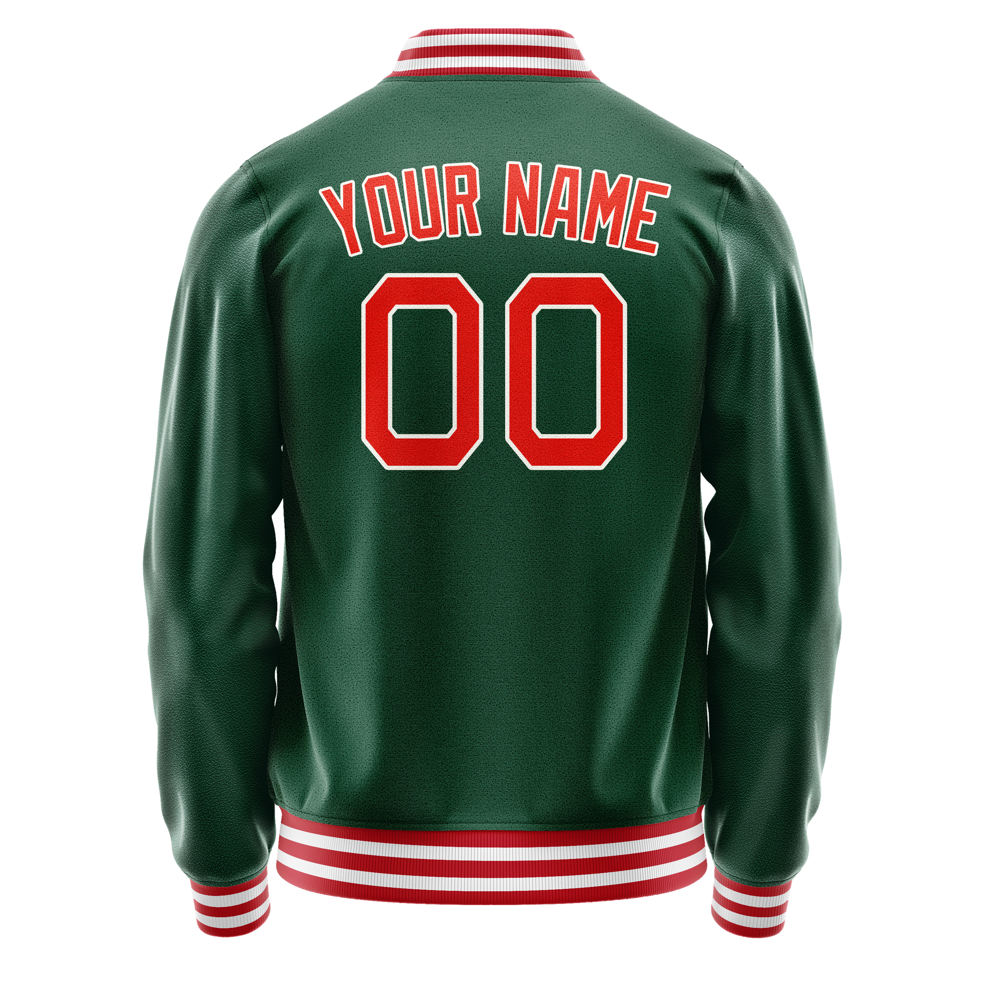Custom Kelly-Green Orange Solid Color Varsity Letterman Jacket JA02240617ZF215