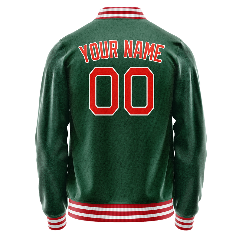 Custom Kelly-Green Orange Solid Color Varsity Letterman Jacket JA02240617ZF215