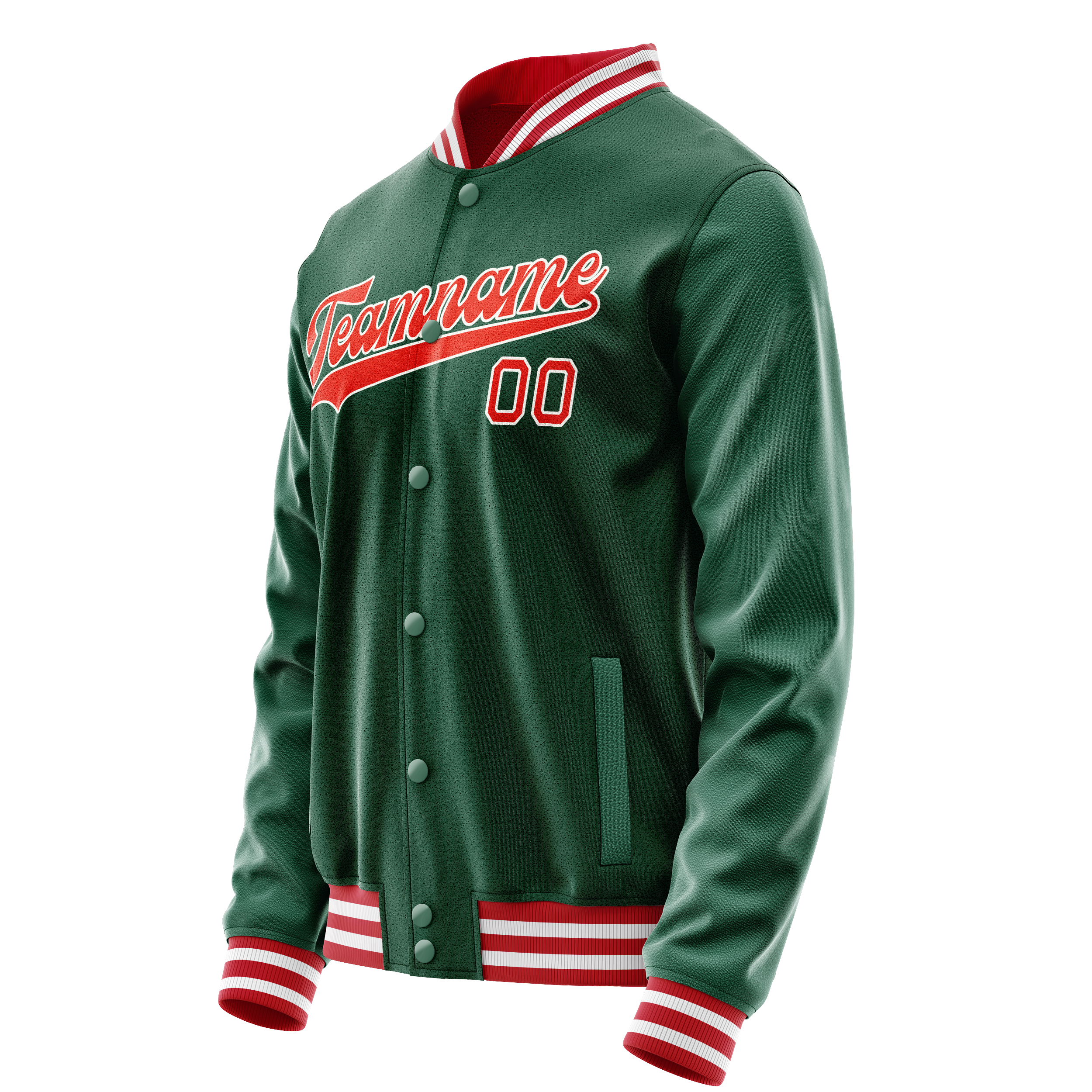 Custom Kelly-Green Orange Solid Color Varsity Letterman Jacket JA02240617ZF215