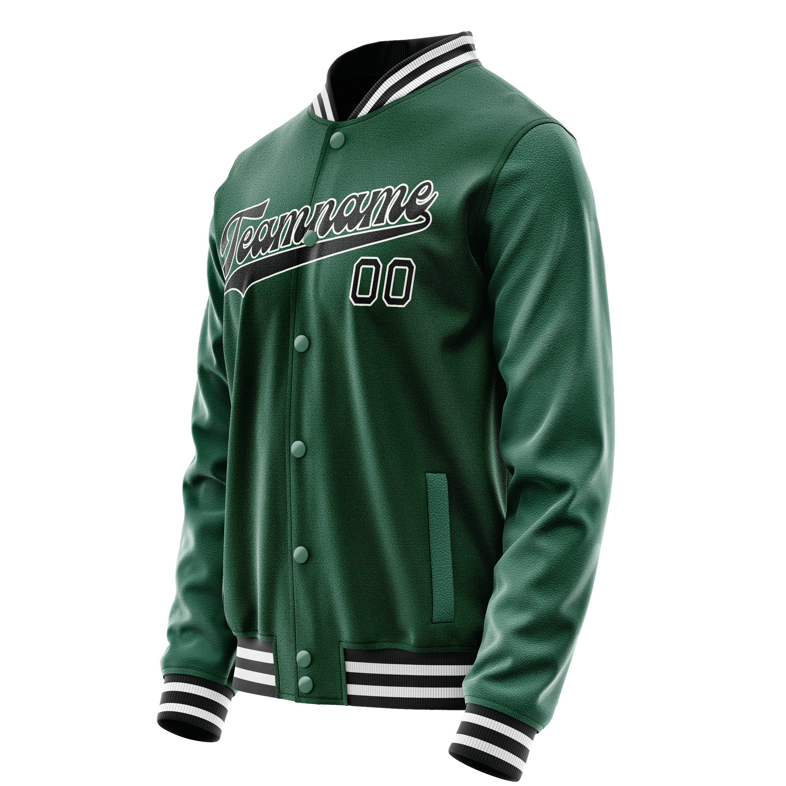 Custom Kelly-Green Black Solid Color Varsity Letterman Jacket JA02240617ZF210