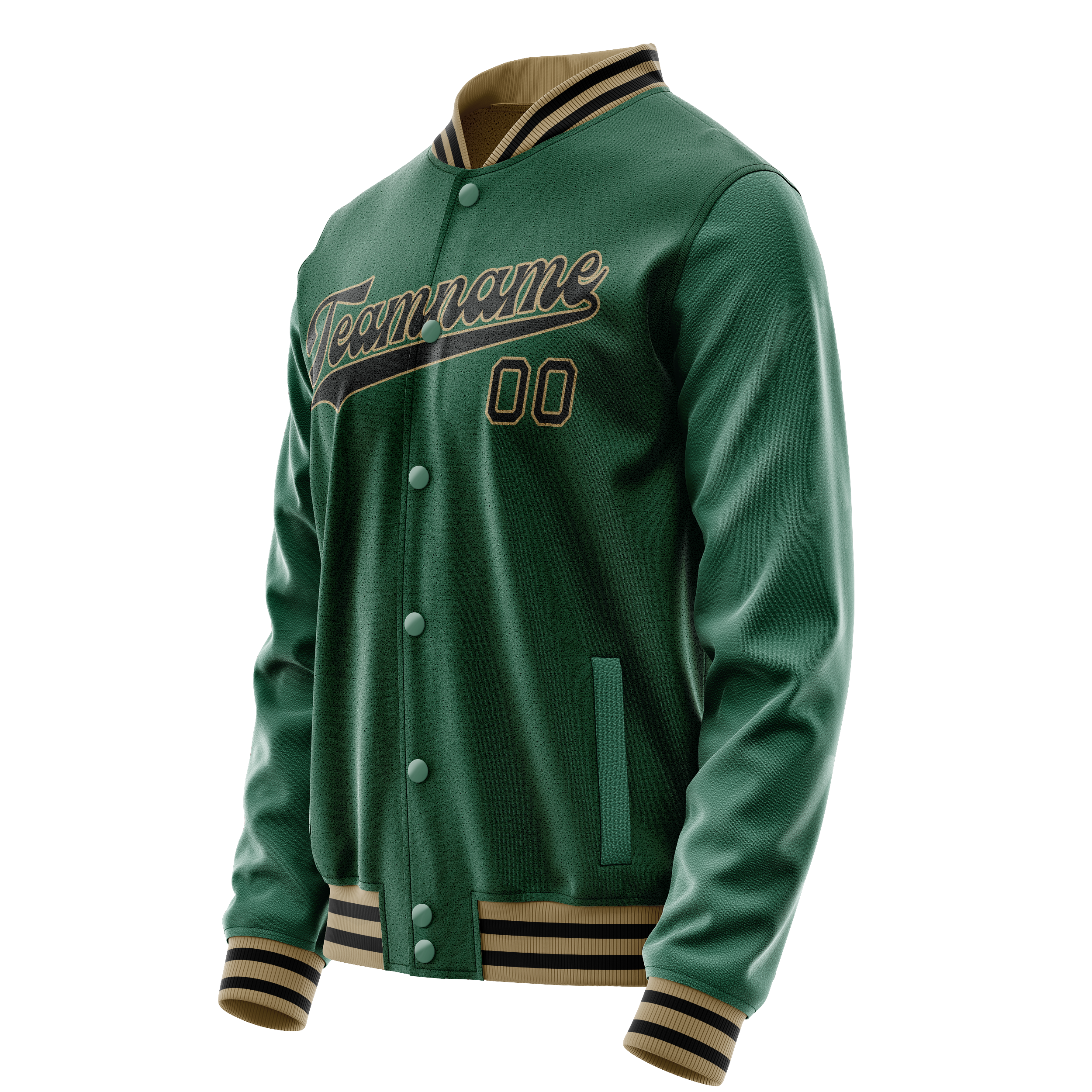 Custom Kelly-Green Black Solid Color Varsity Letterman Jacket JA02240617ZF213