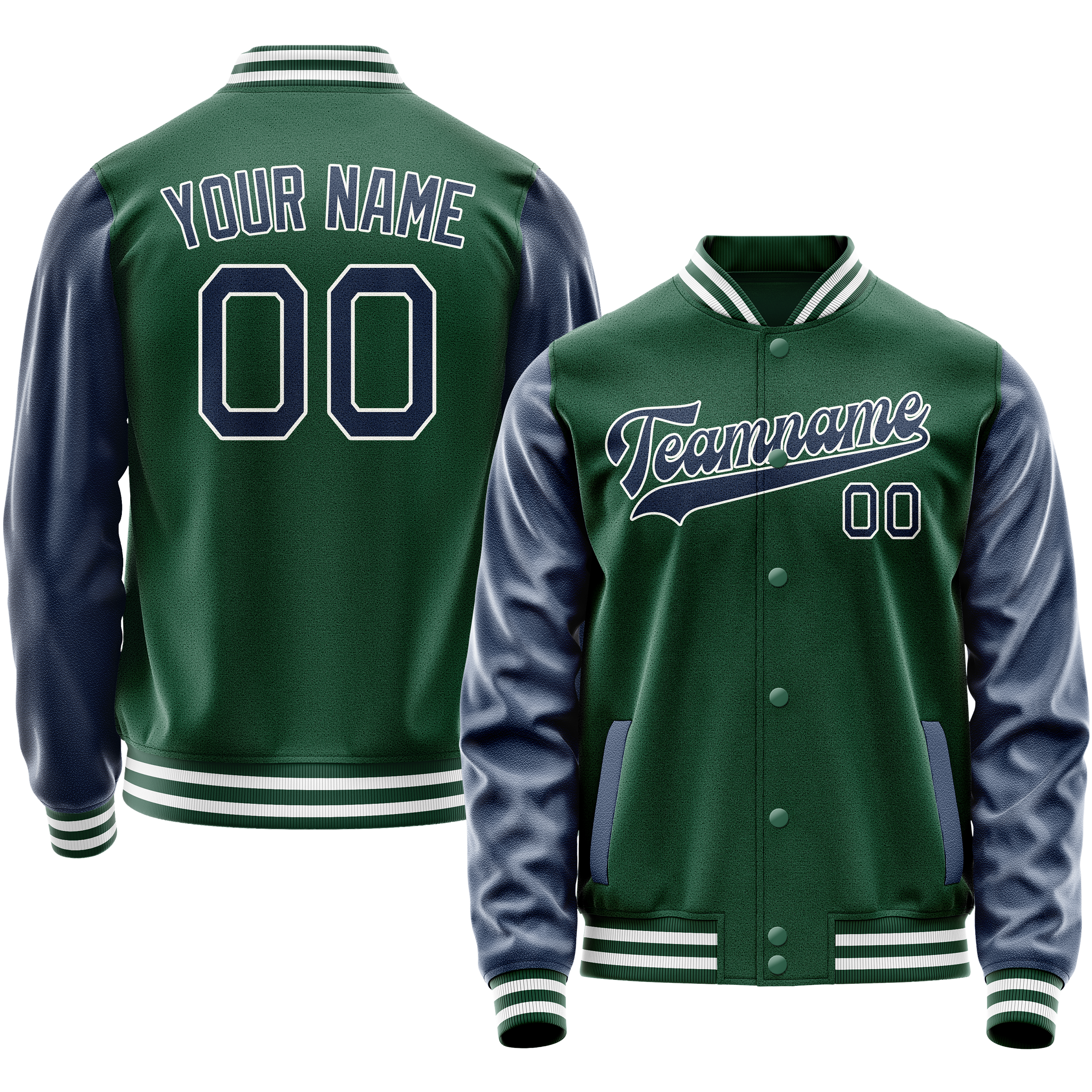 Custom Kelly-Green Royal Solid Color Varsity Letterman Jacket JA02240617ZF222