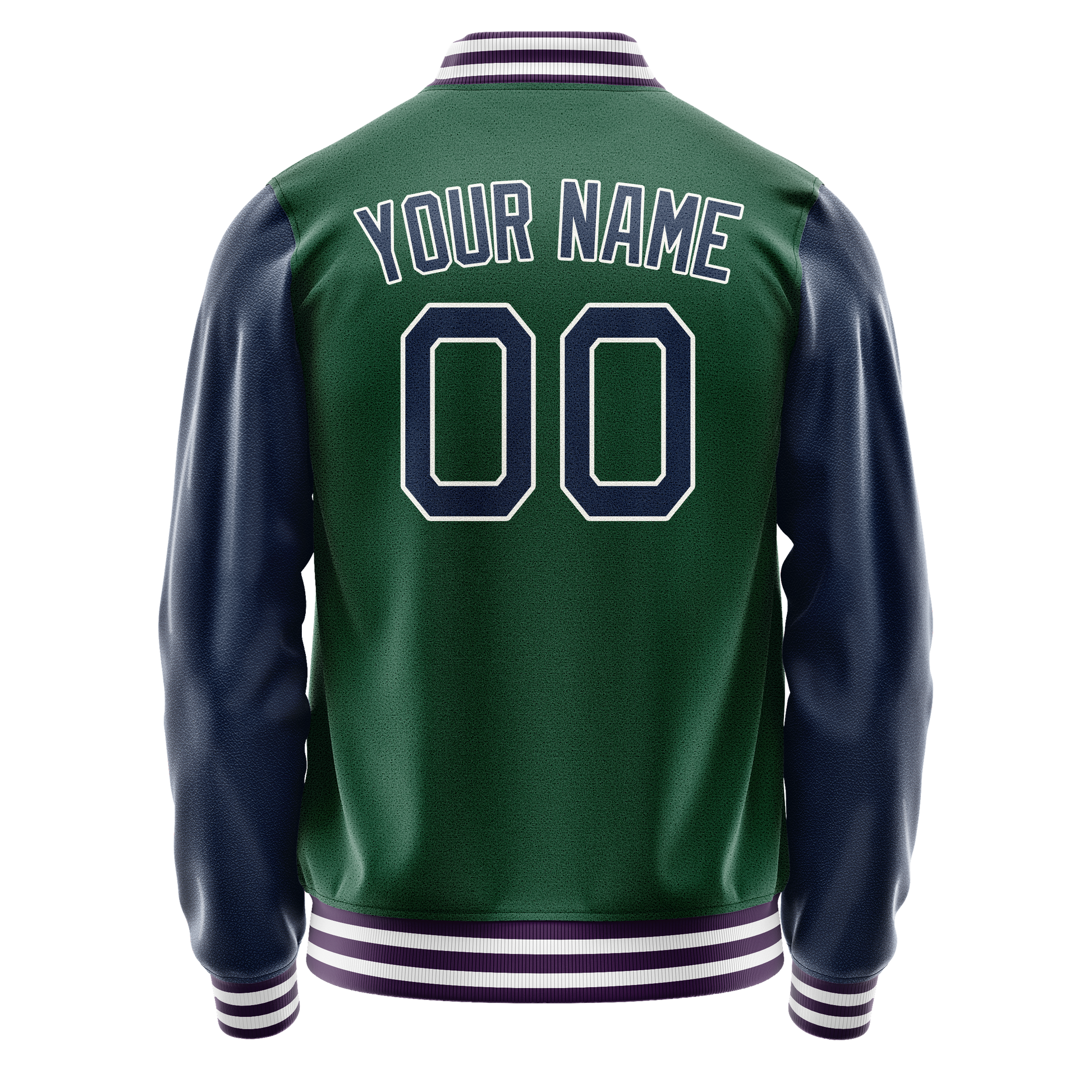 Custom Kelly-Green Navy Solid Color Varsity Letterman Jacket JA02240617ZF212