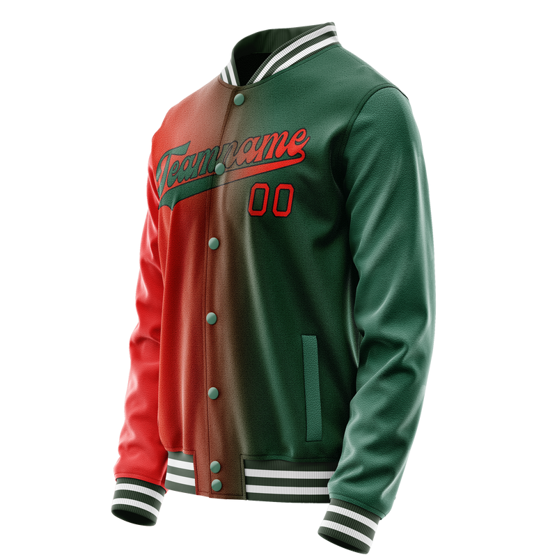 Custom Kelly-Green Orange Gradient Varsity Letterman Jacket JA02240617ZF223