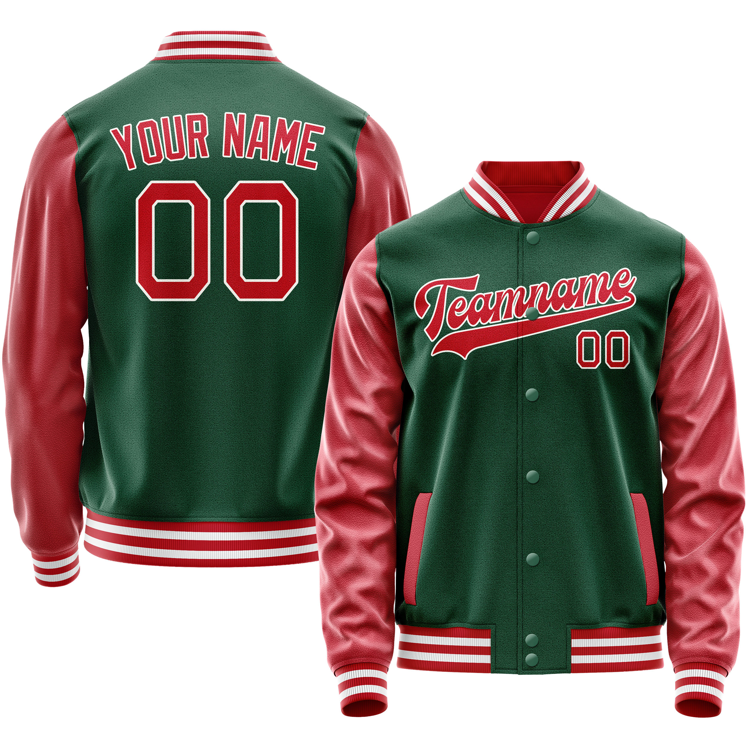 Custom Kelly-Green Texas-Orange Solid Color Varsity Letterman Jacket JA02240617ZF209