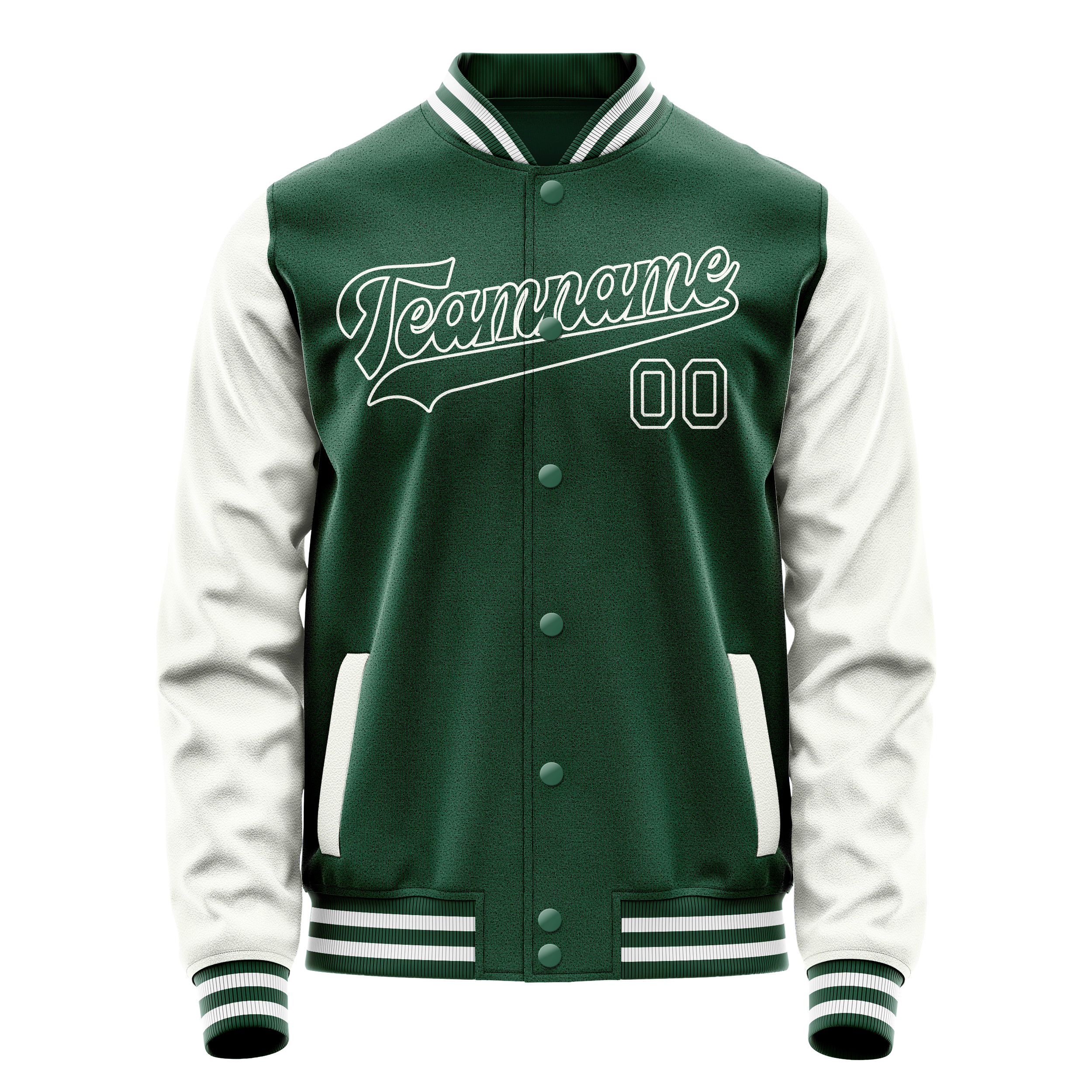 Custom Kelly-Green White Solid Color Varsity Letterman Jacket JA02240617ZF233