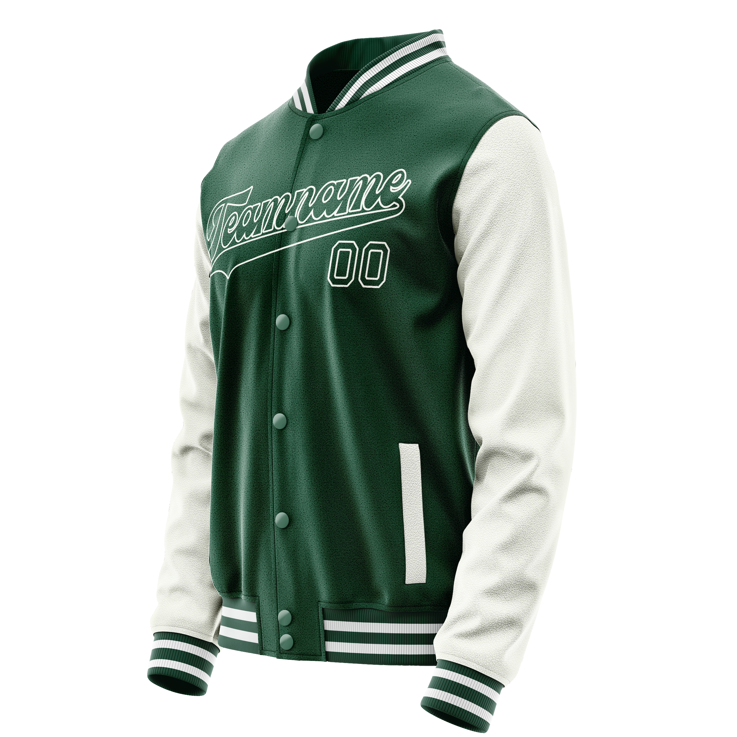 Custom Kelly-Green White Solid Color Varsity Letterman Jacket JA02240617ZF233