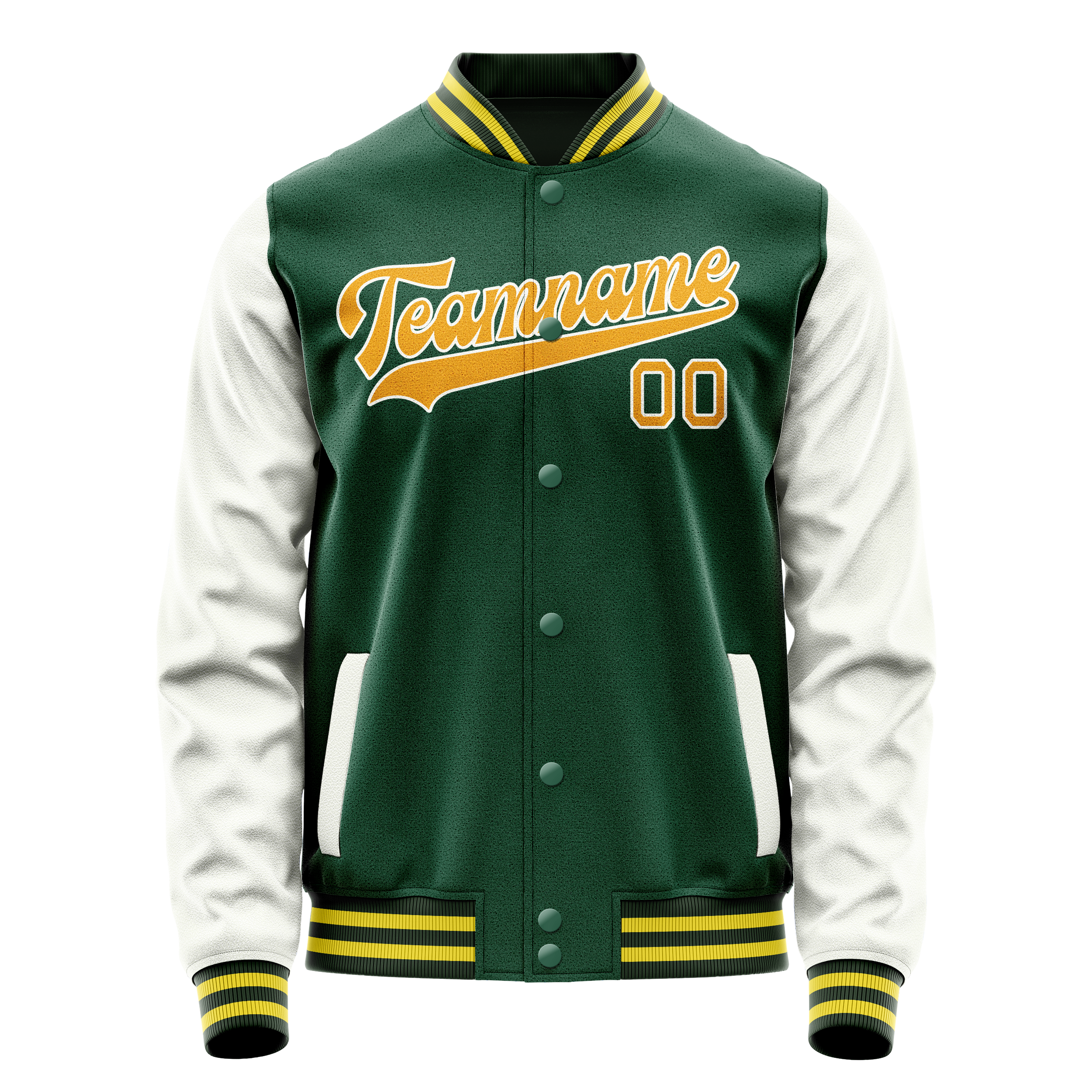 Custom Kelly-Green White Solid Color Varsity Letterman Jacket JA02240617ZF225