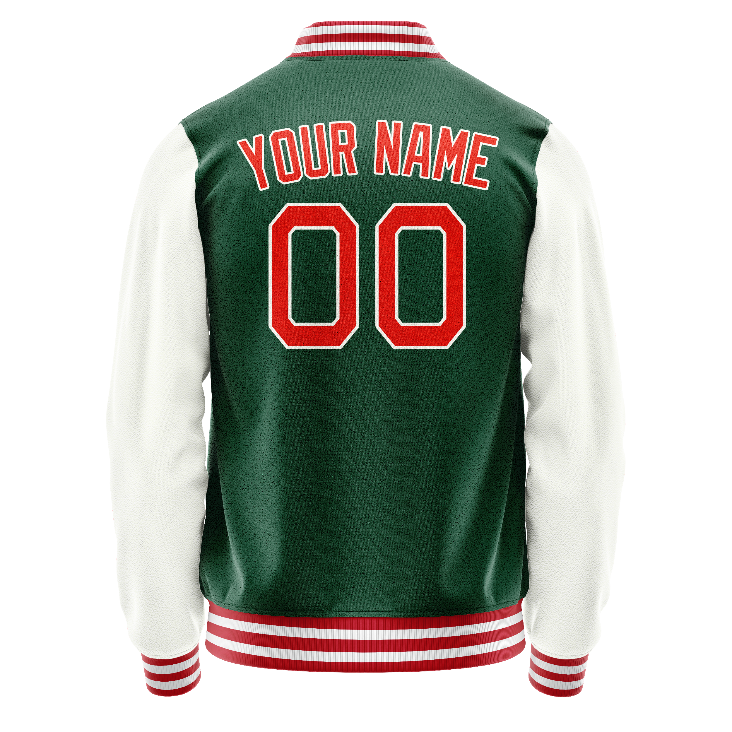 Custom Kelly-Green White Solid Color Varsity Letterman Jacket JA02240617ZF214