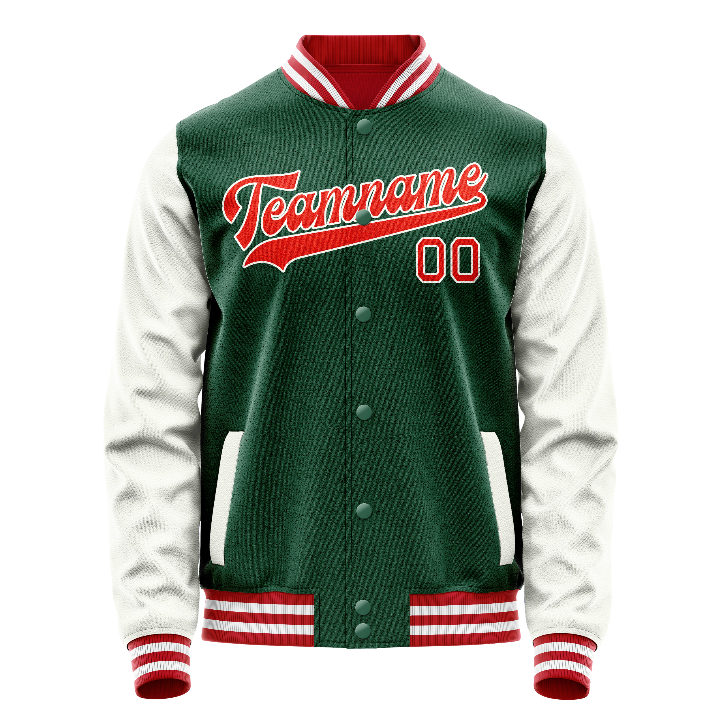 Custom Kelly-Green White Solid Color Varsity Letterman Jacket JA02240617ZF214