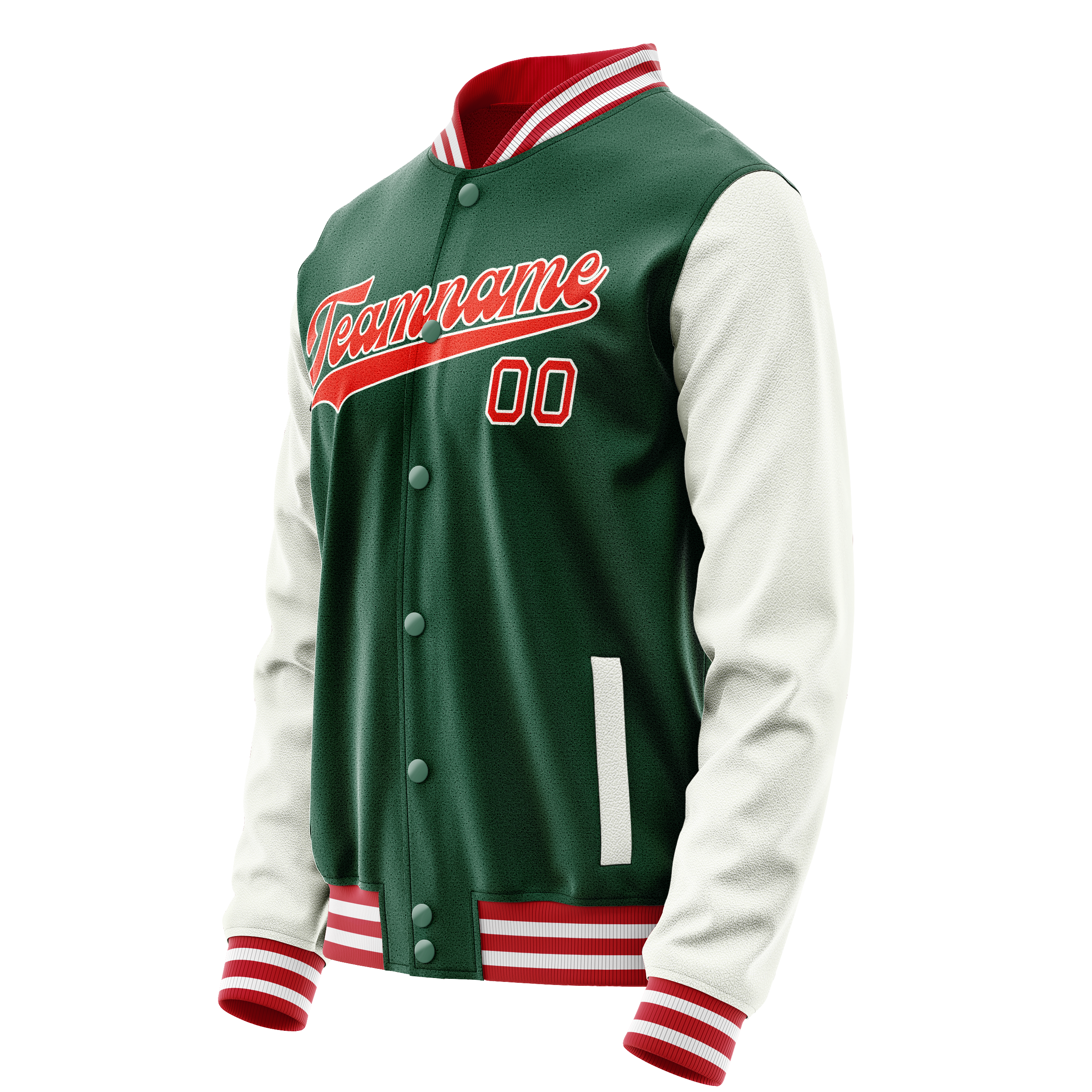 Custom Kelly-Green White Solid Color Varsity Letterman Jacket JA02240617ZF214