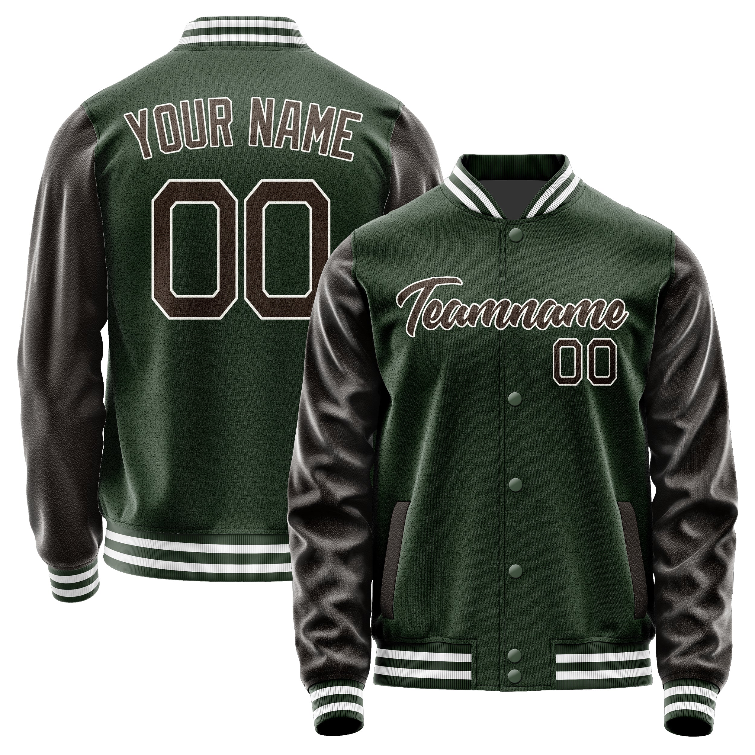 Custom Dark Green Brown Jacket JA0606010618B21801