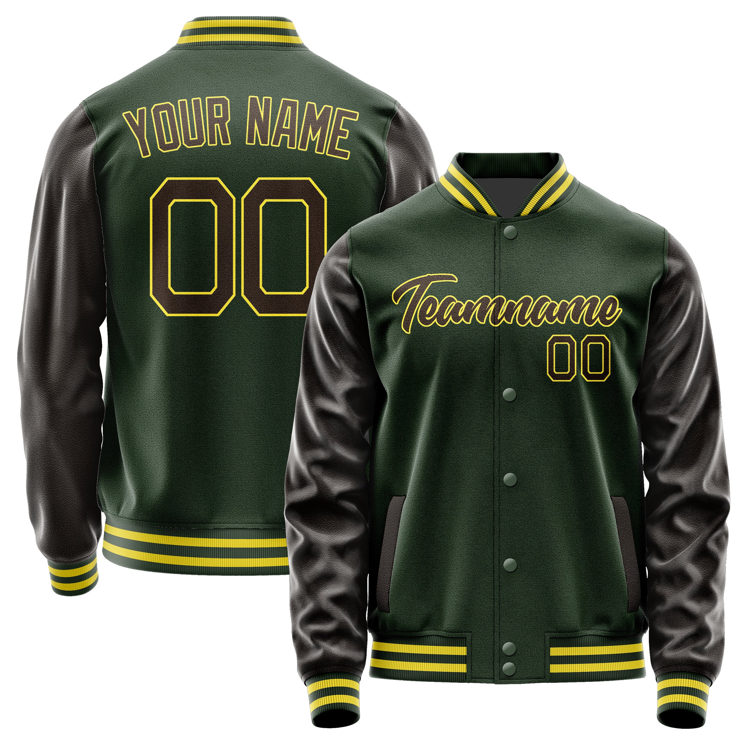 Custom Dark Green Brown Jacket JA0606010626B22601