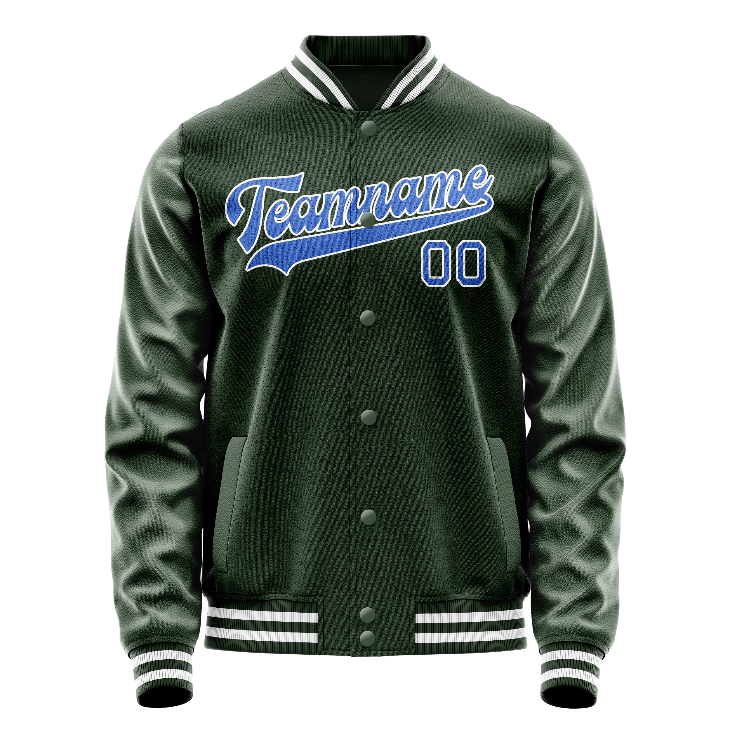 Custom Green Light-Blue Solid Color Varsity Letterman Jacket JA02240617JG186