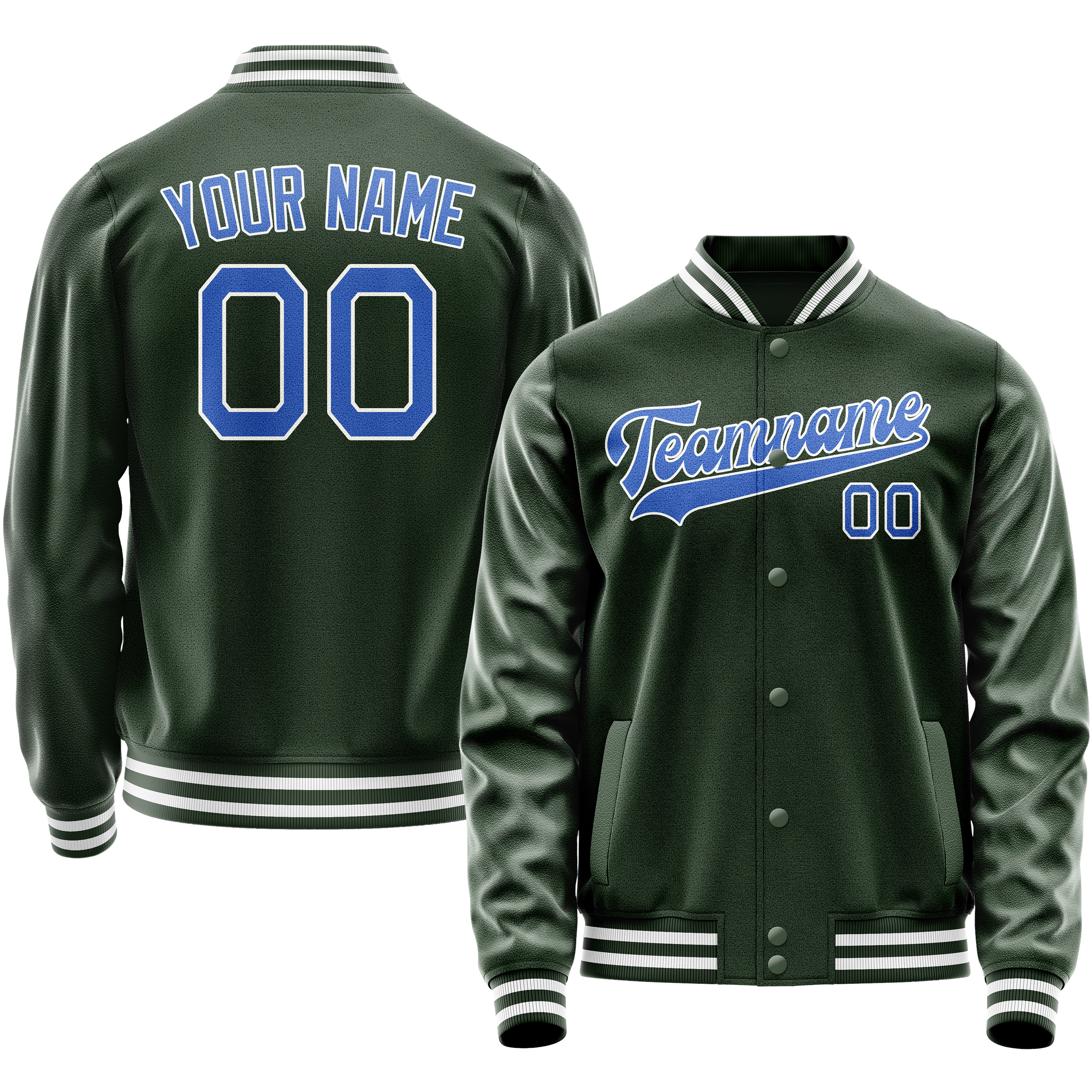 Custom Green Light-Blue Solid Color Varsity Letterman Jacket JA02240617JG186