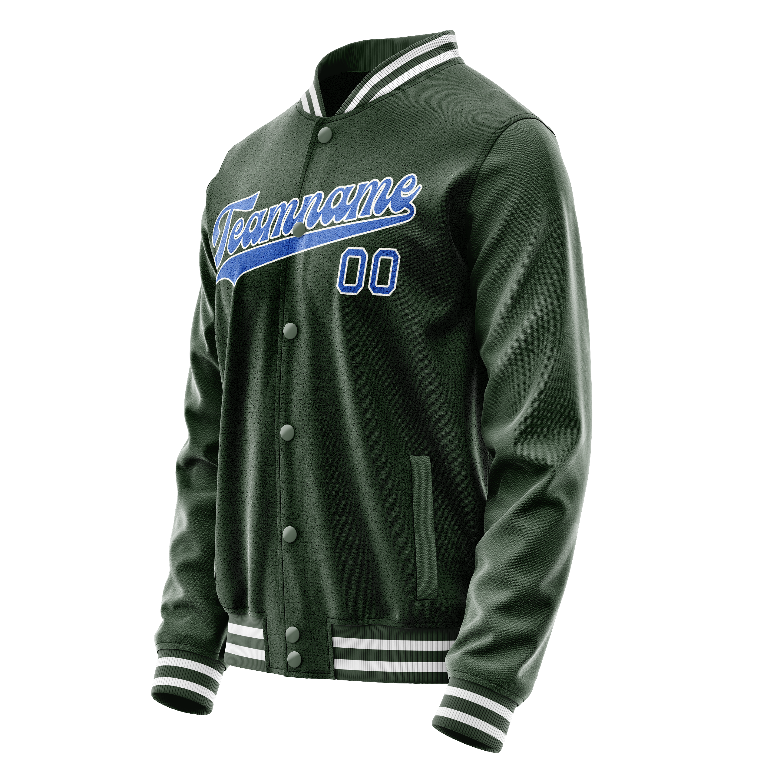 Custom Green Light-Blue Solid Color Varsity Letterman Jacket JA02240617JG186