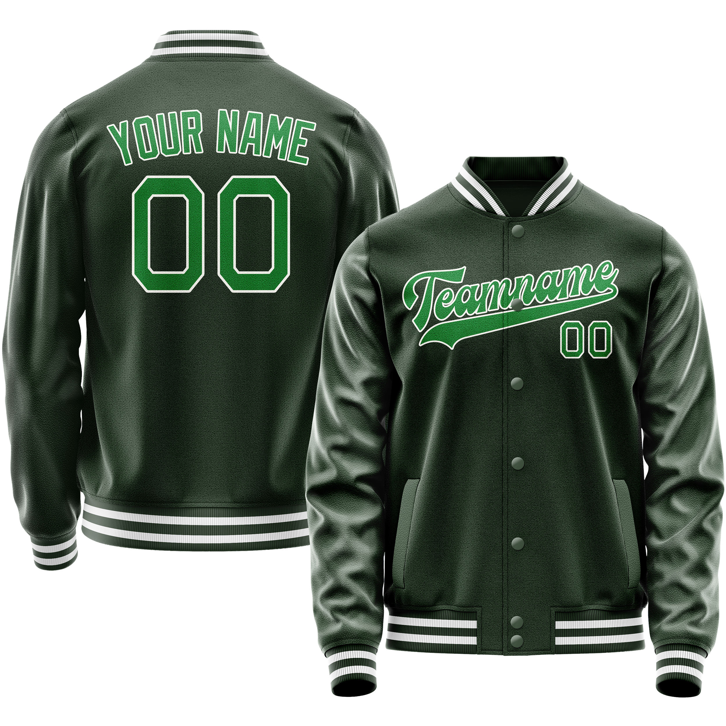 Custom Green Neon-Green Solid Color Varsity Letterman Jacket JA02240617JG196