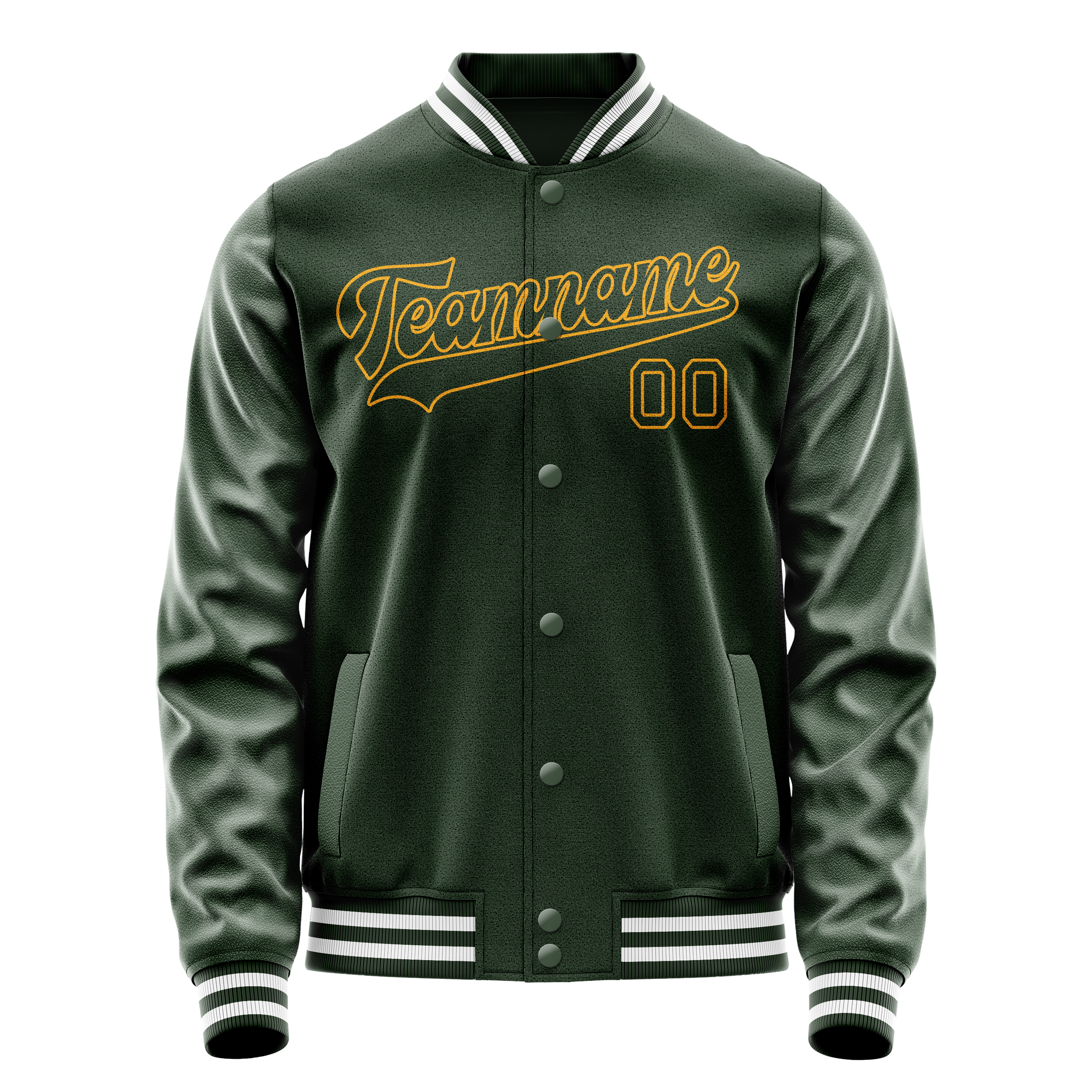 Custom Green Gold Solid Color Varsity Letterman Jacket JA02240617JG188